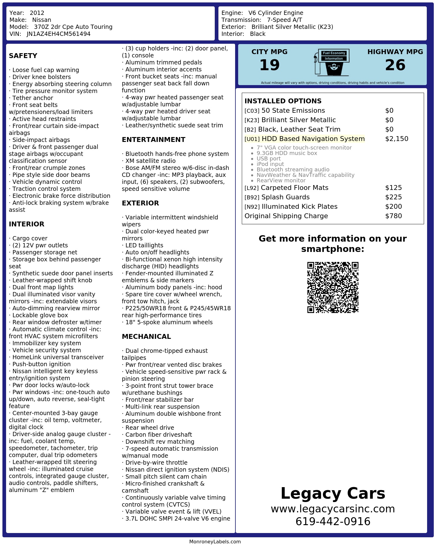 Monroney Label