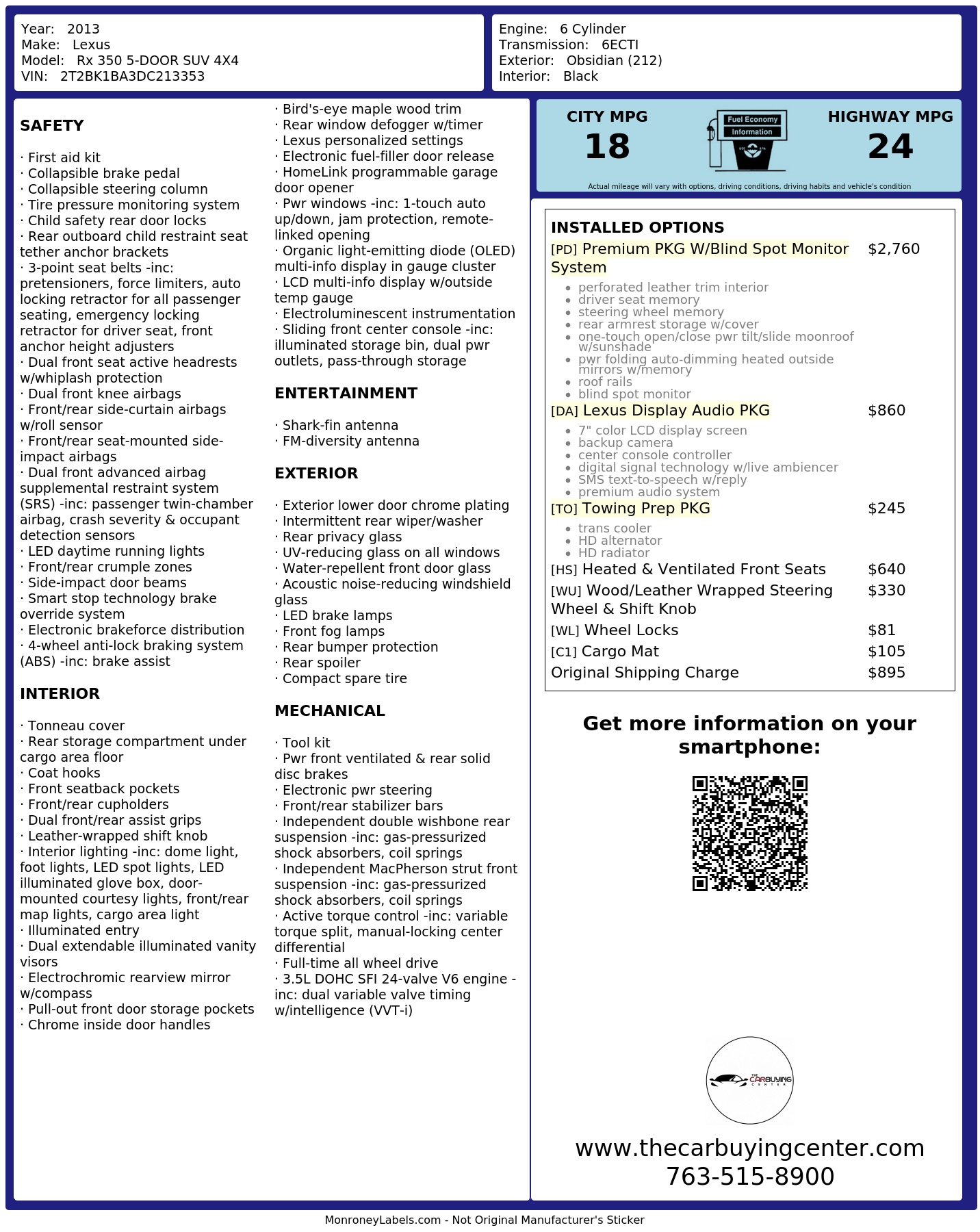 Monroney Label
