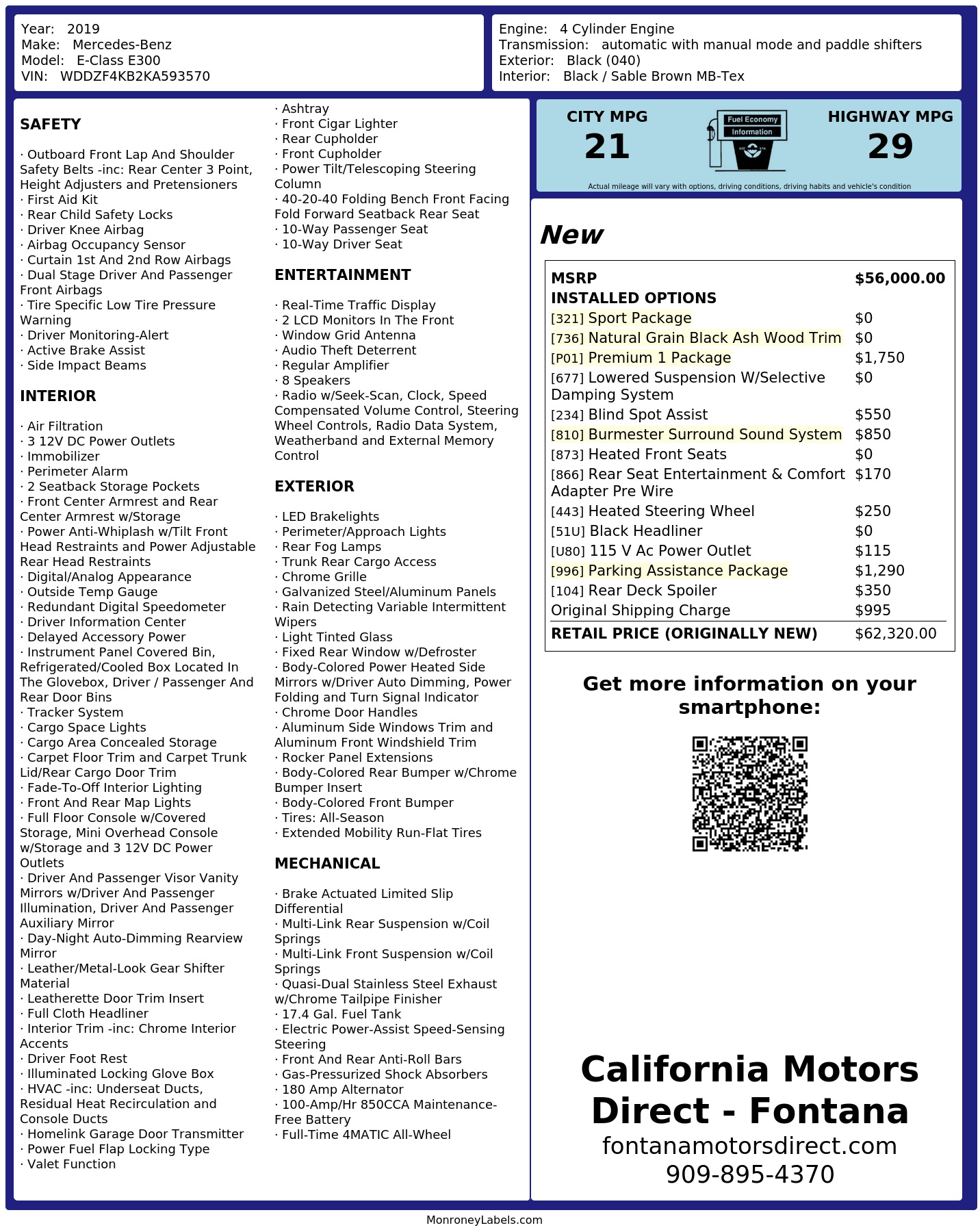 Monroney Label