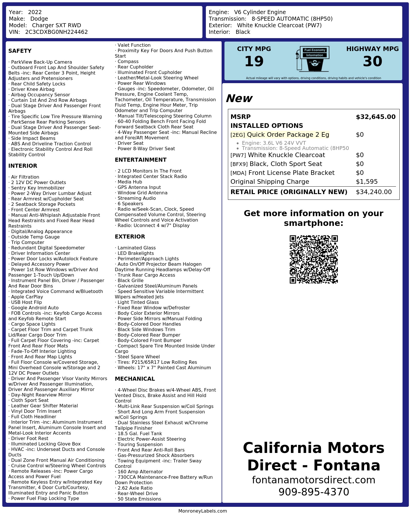Monroney Label