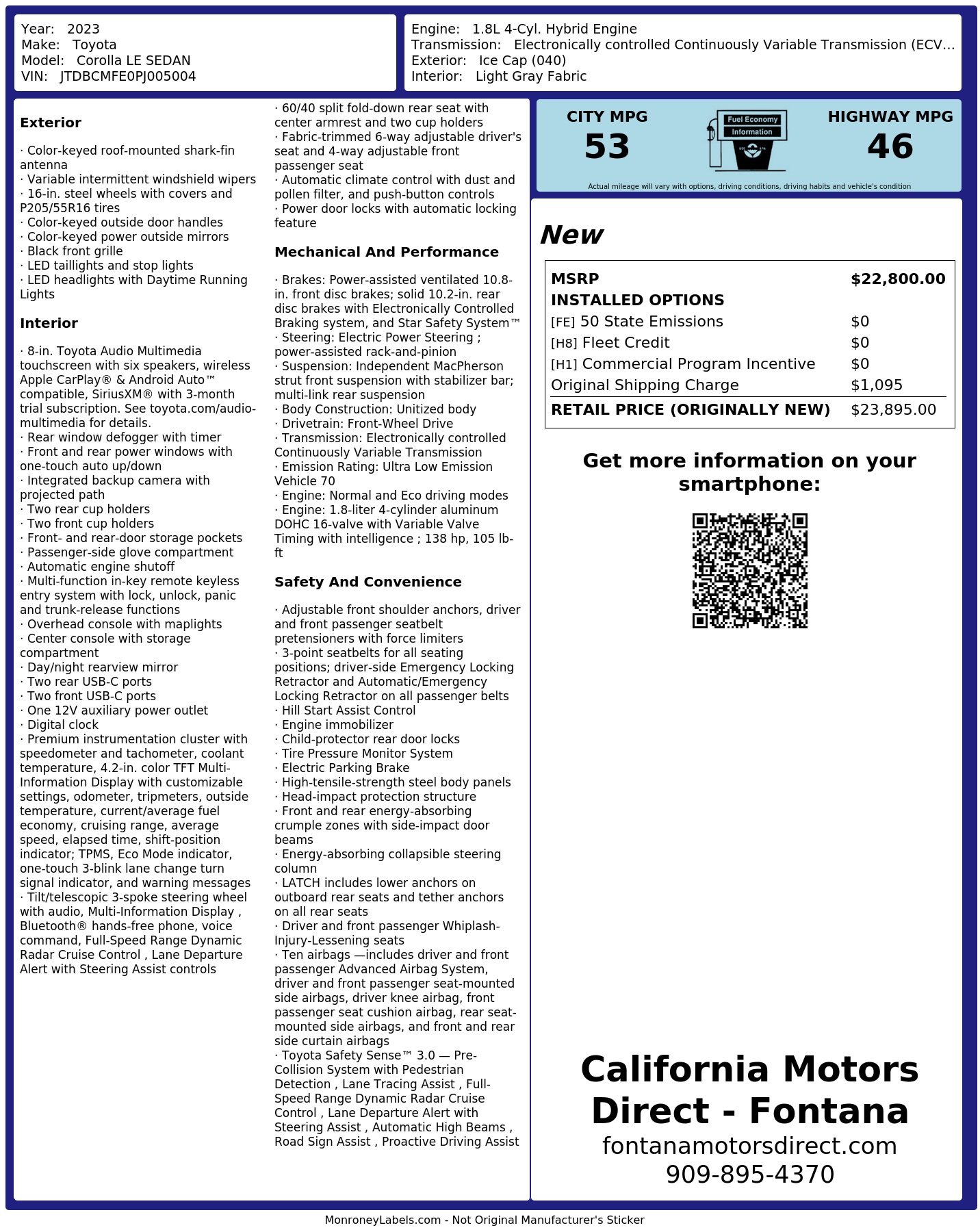 Monroney Label