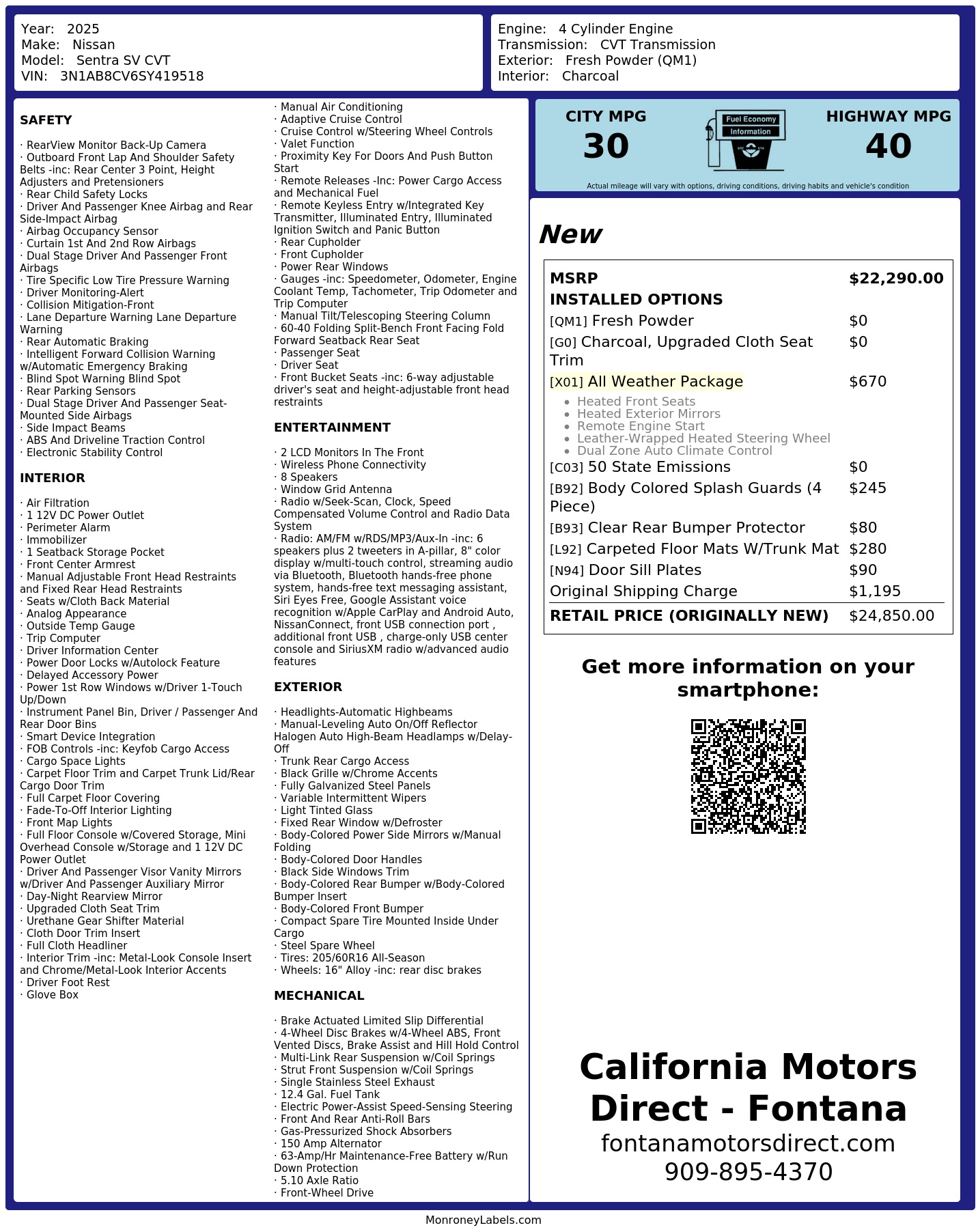Monroney Label