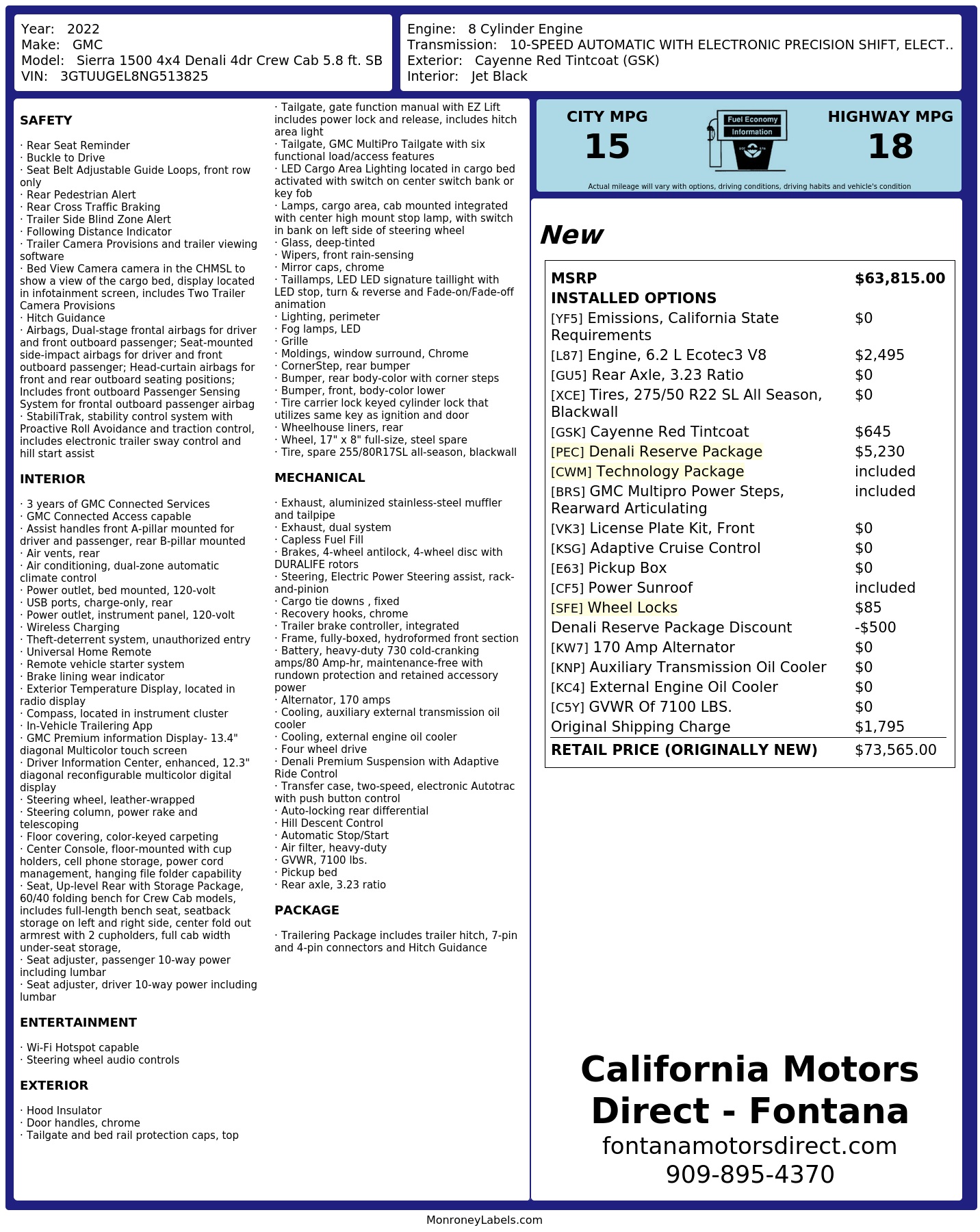 Monroney Label