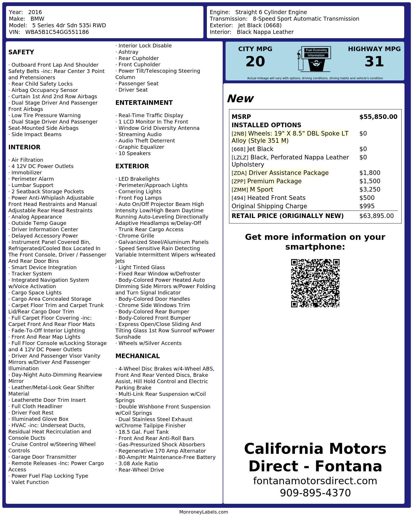 Monroney Label