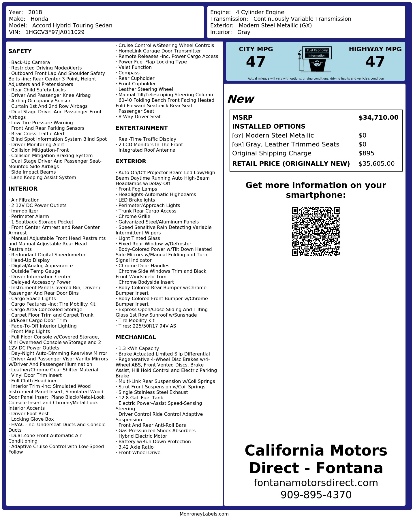 Monroney Label