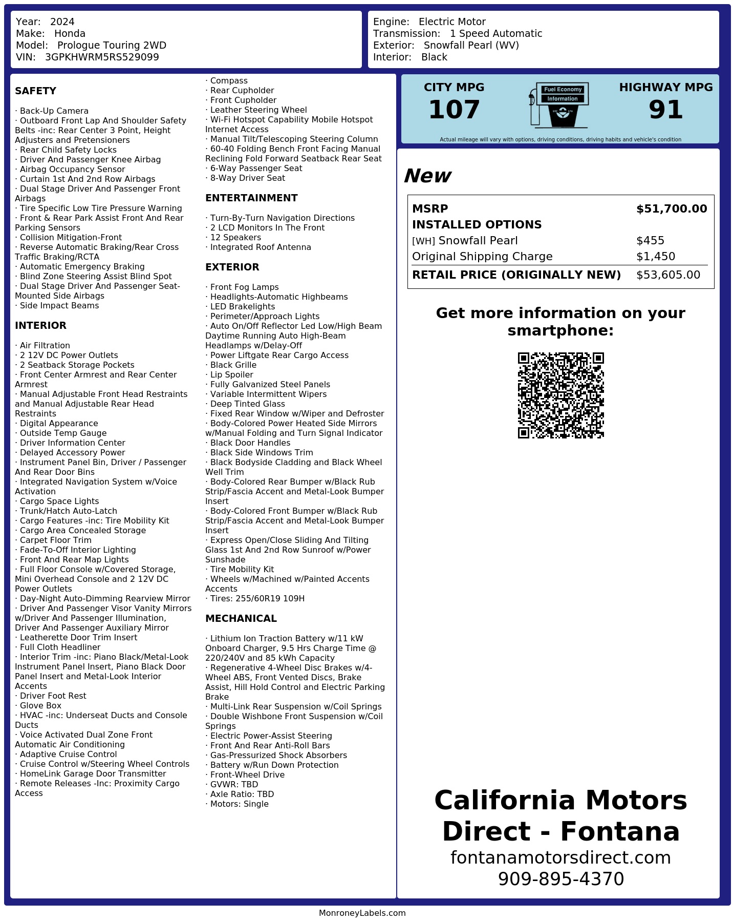 Monroney Label