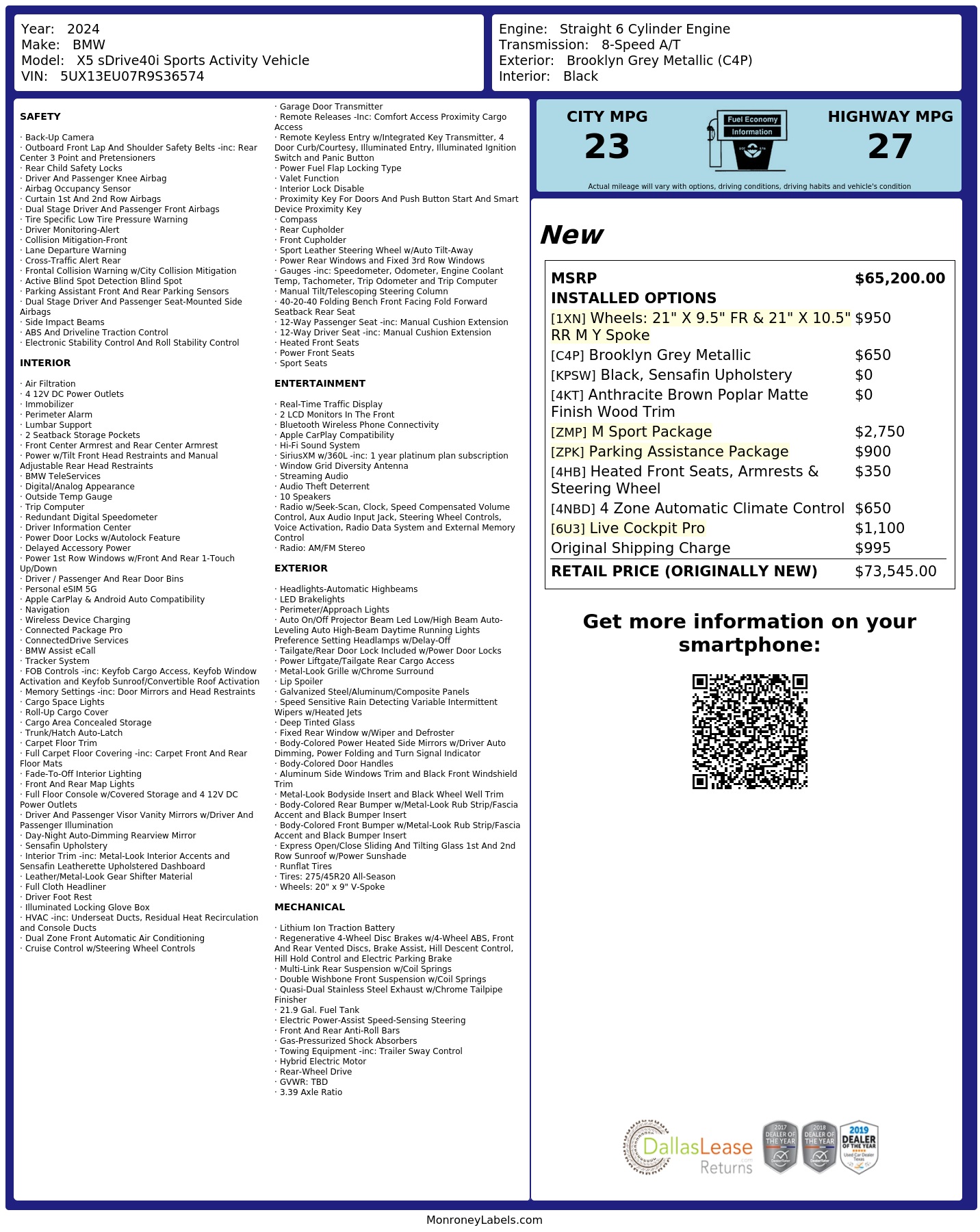 Monroney Label