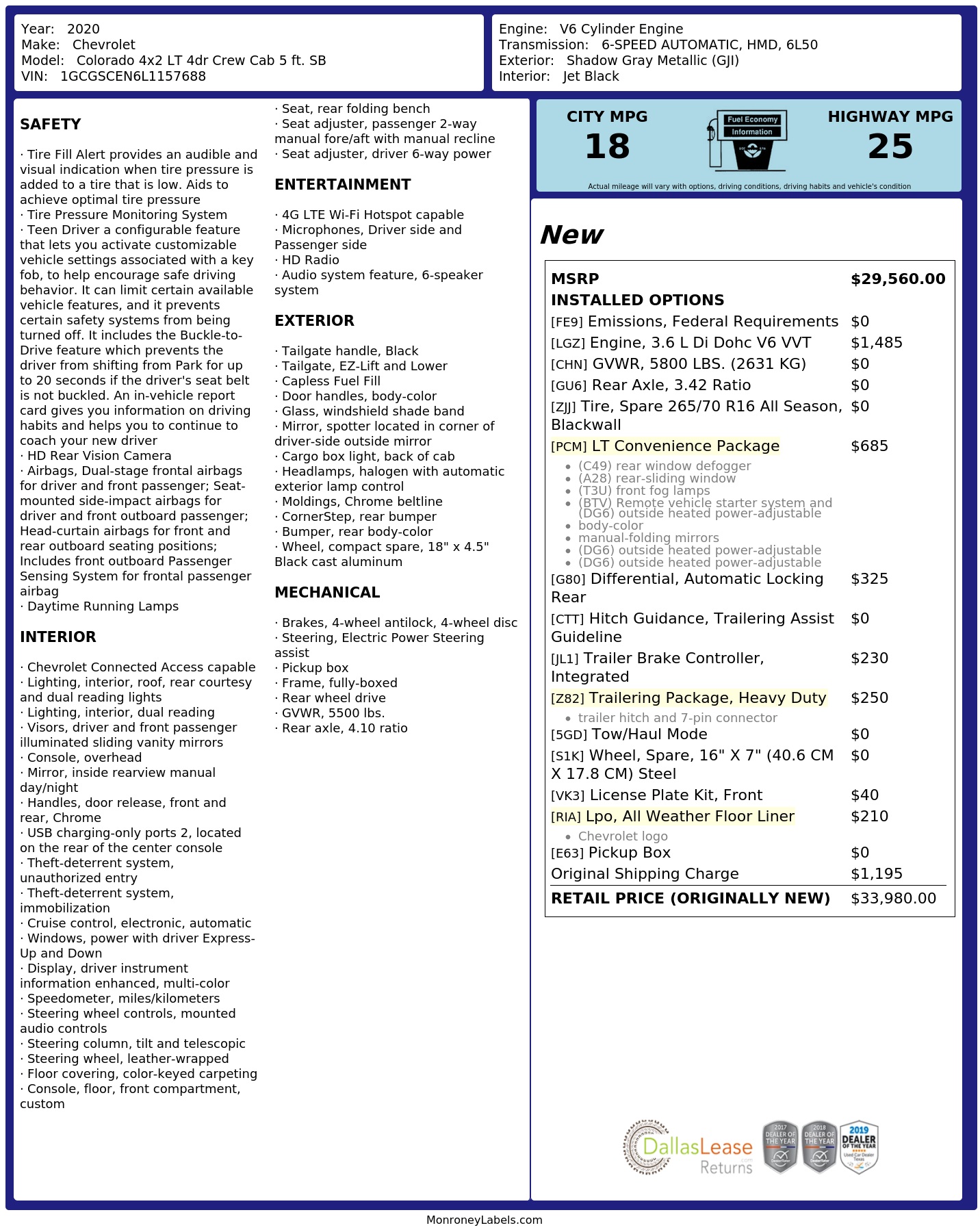 Monroney Label