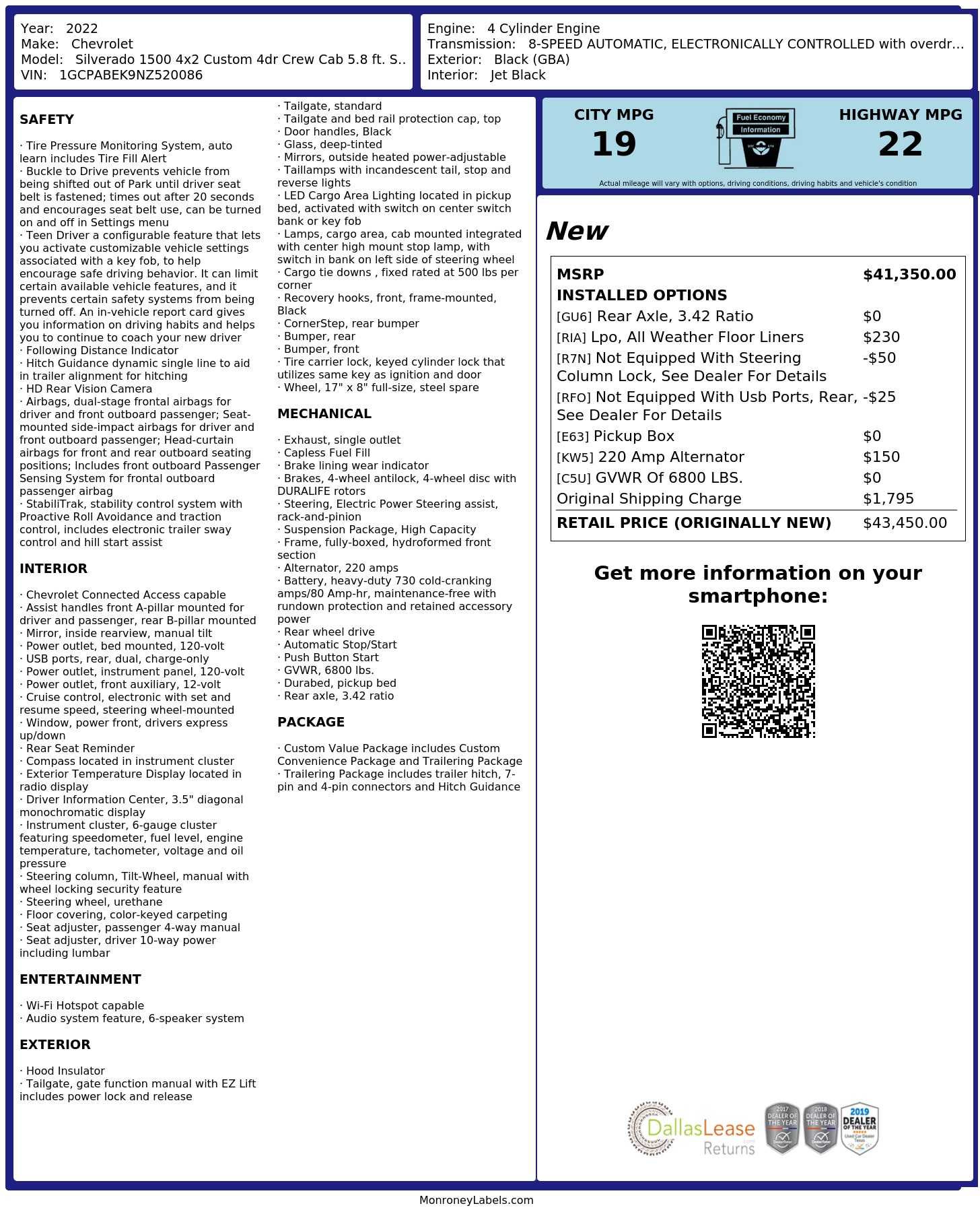 Monroney Label