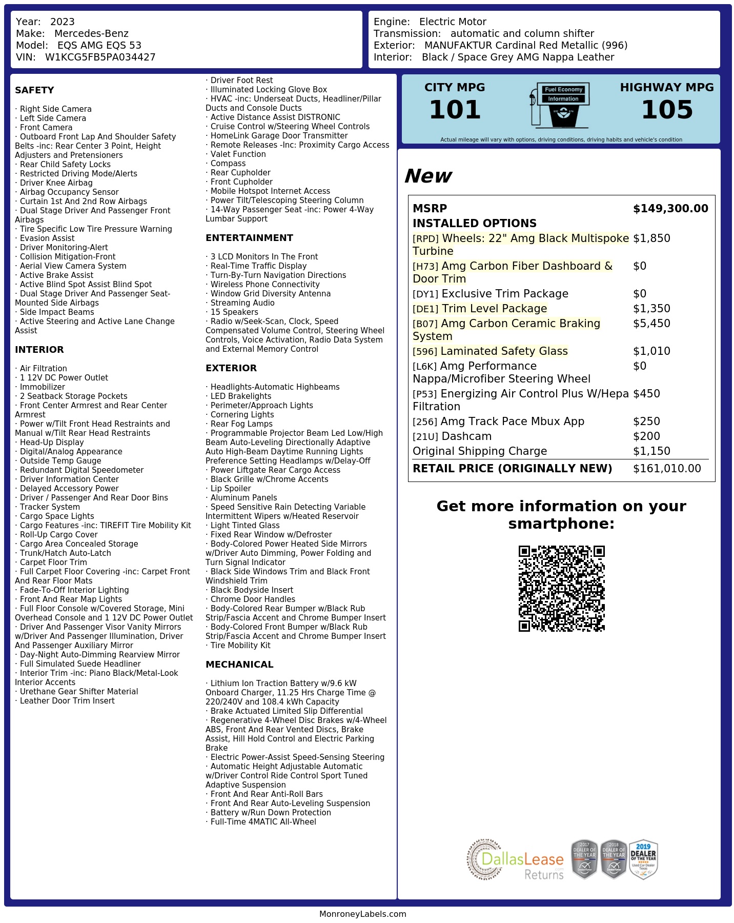 Monroney Label
