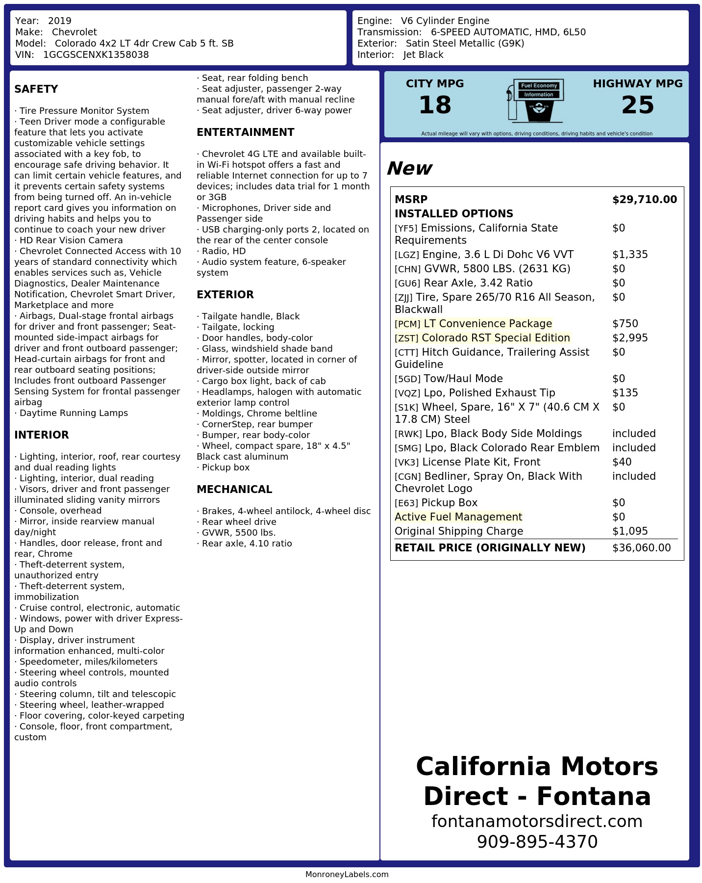 Monroney Label