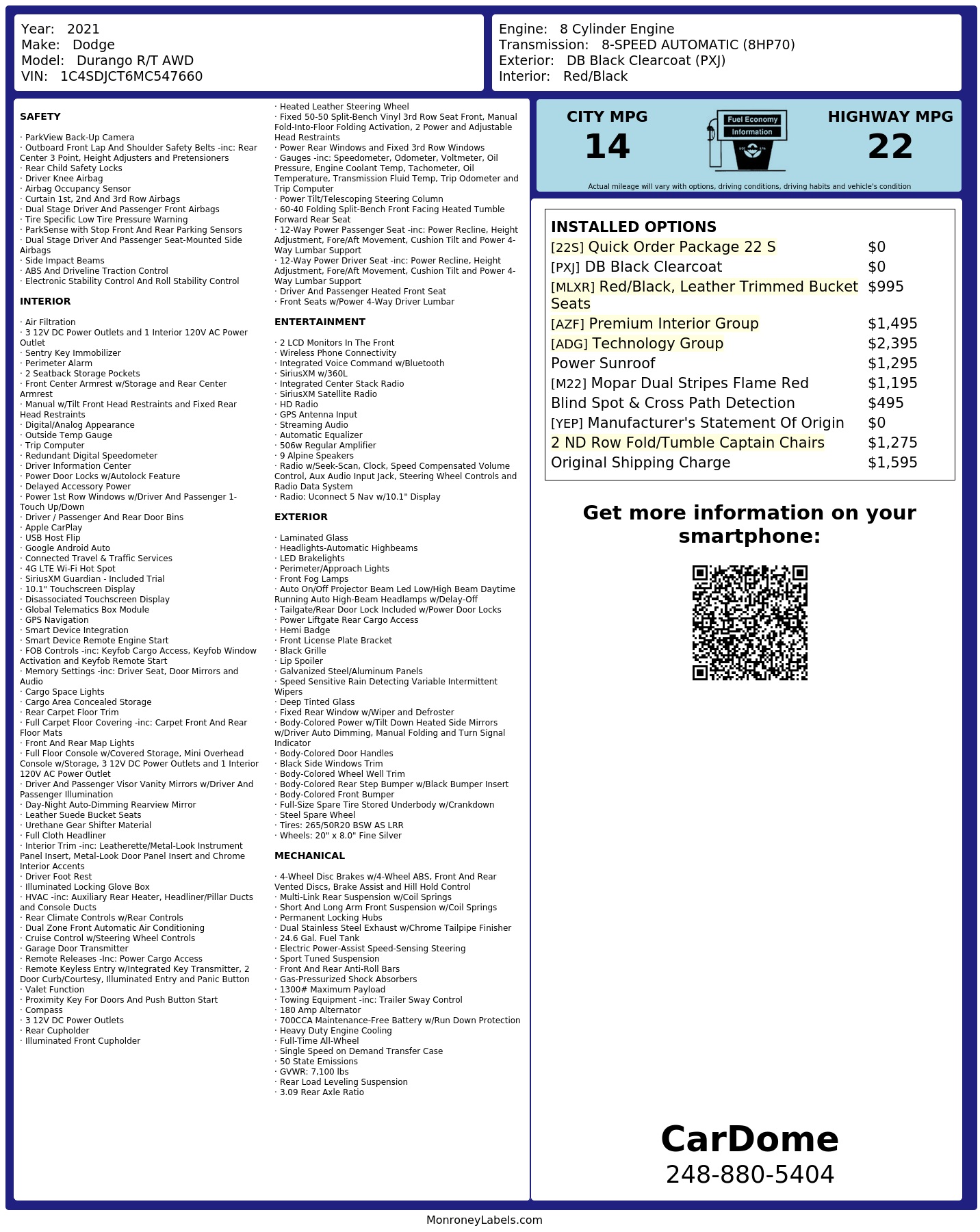 Monroney Label