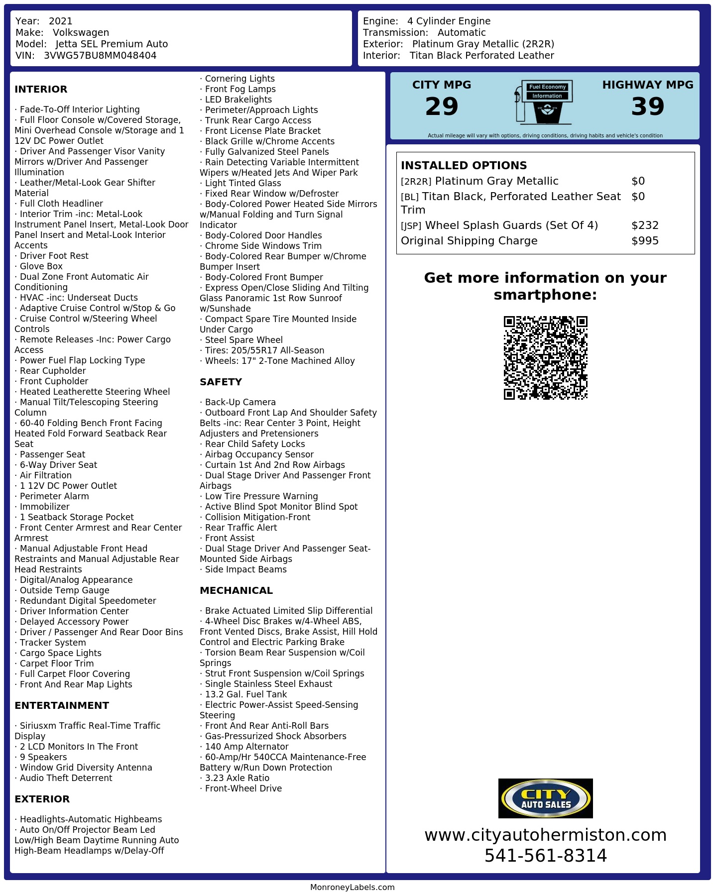 Monroney Label