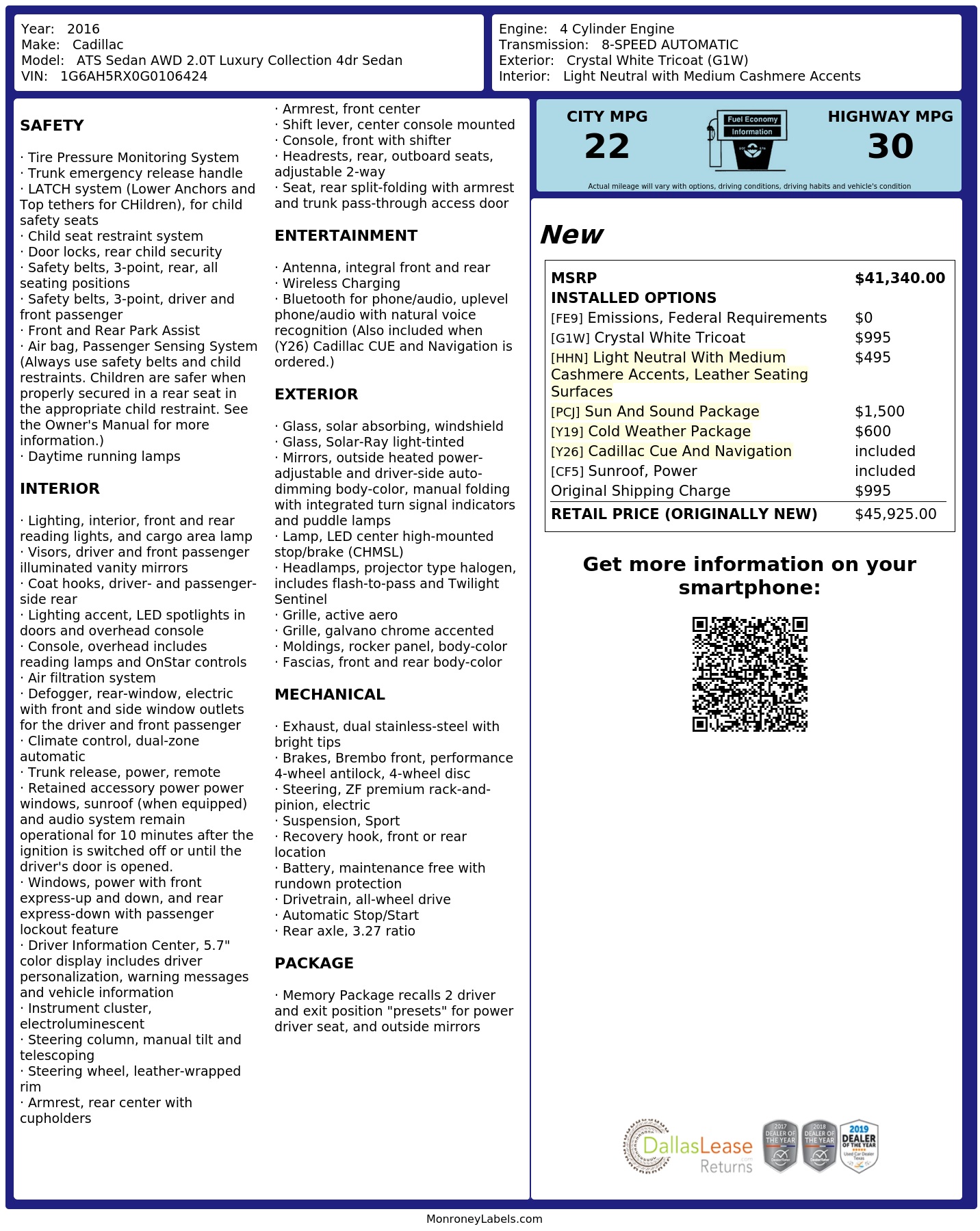 Monroney Label