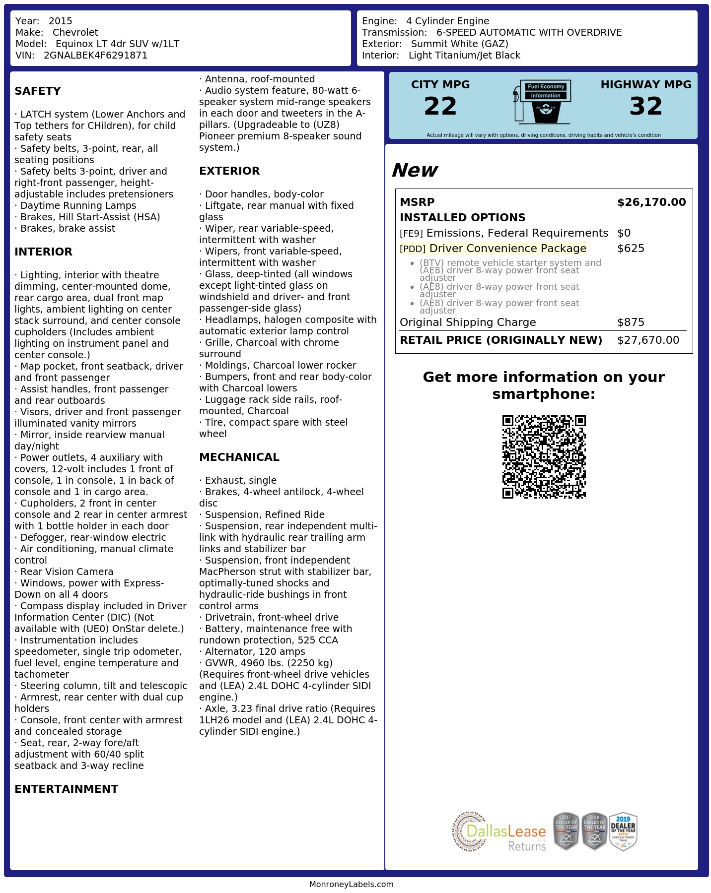 Monroney Label