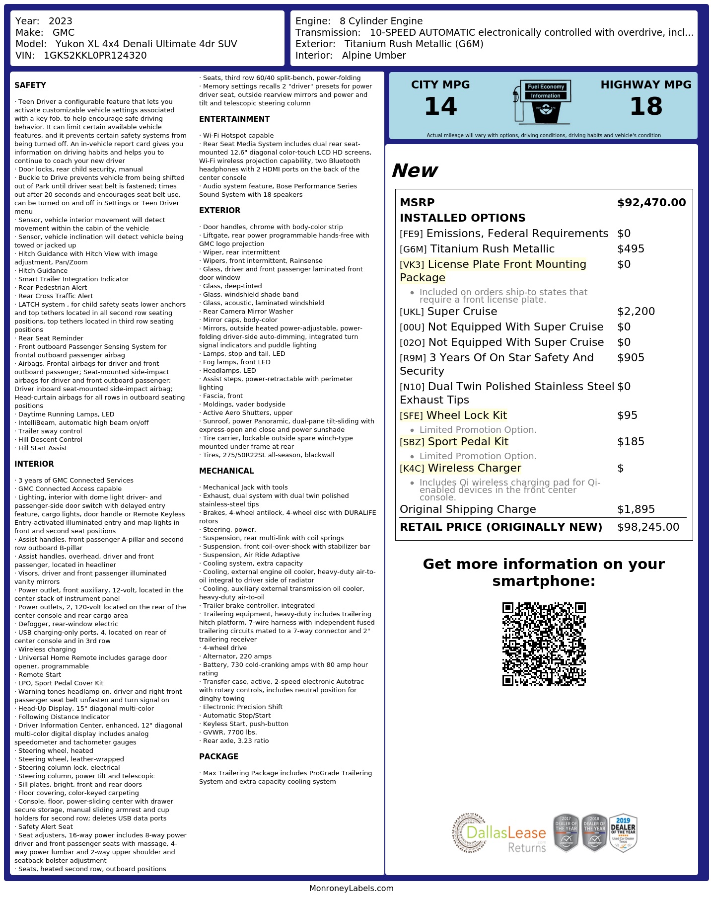 Monroney Label