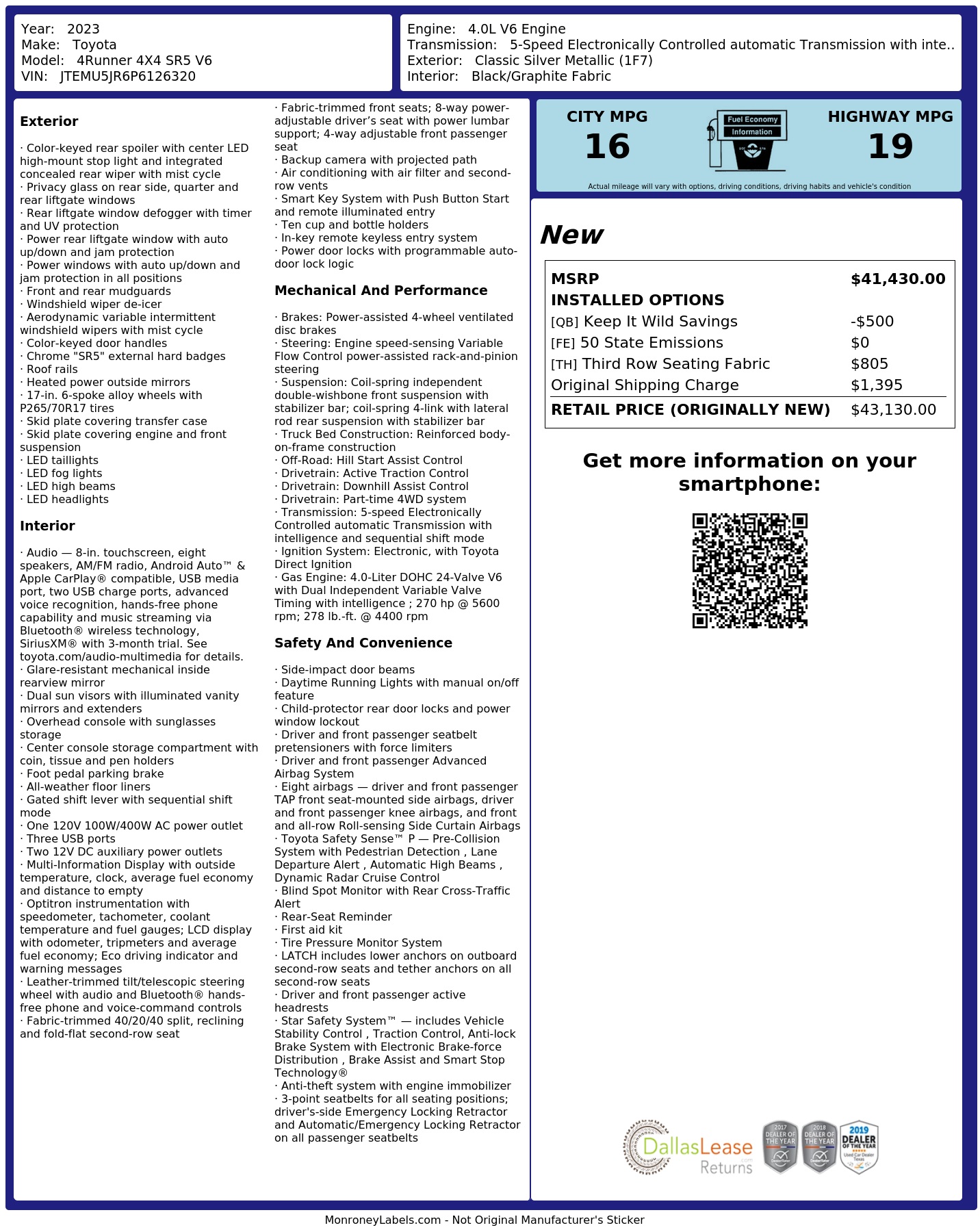 Monroney Label