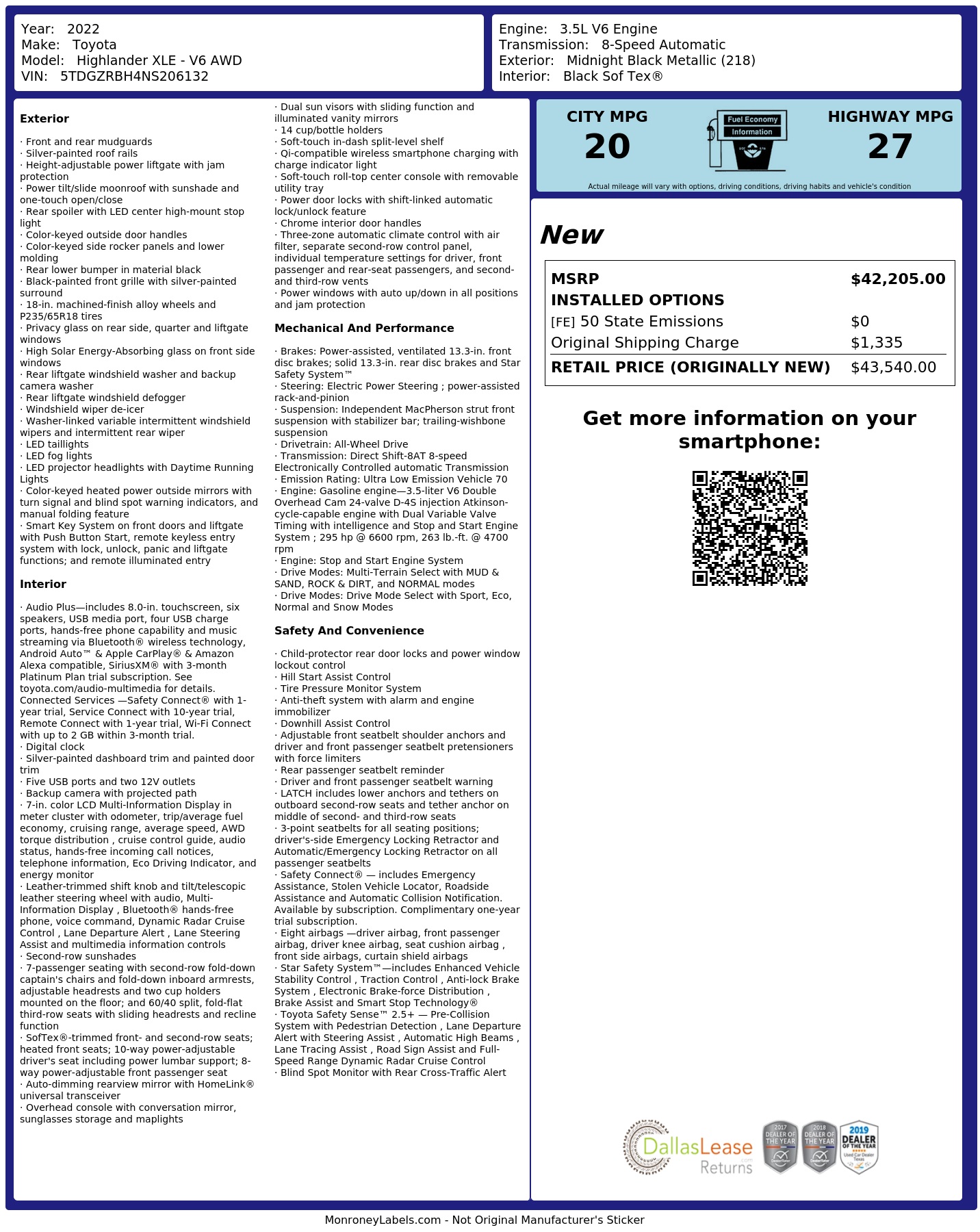 Monroney Label