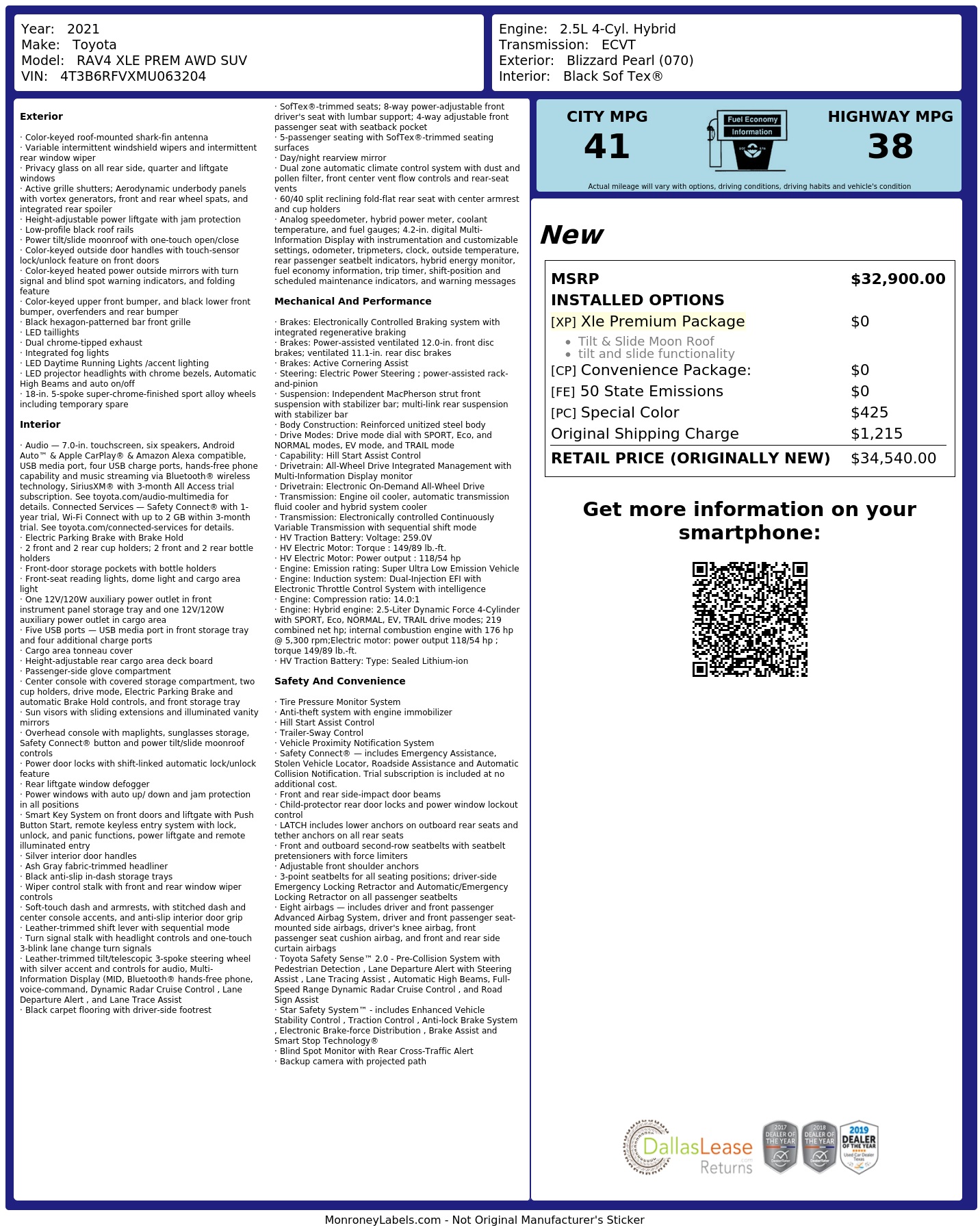 Monroney Label