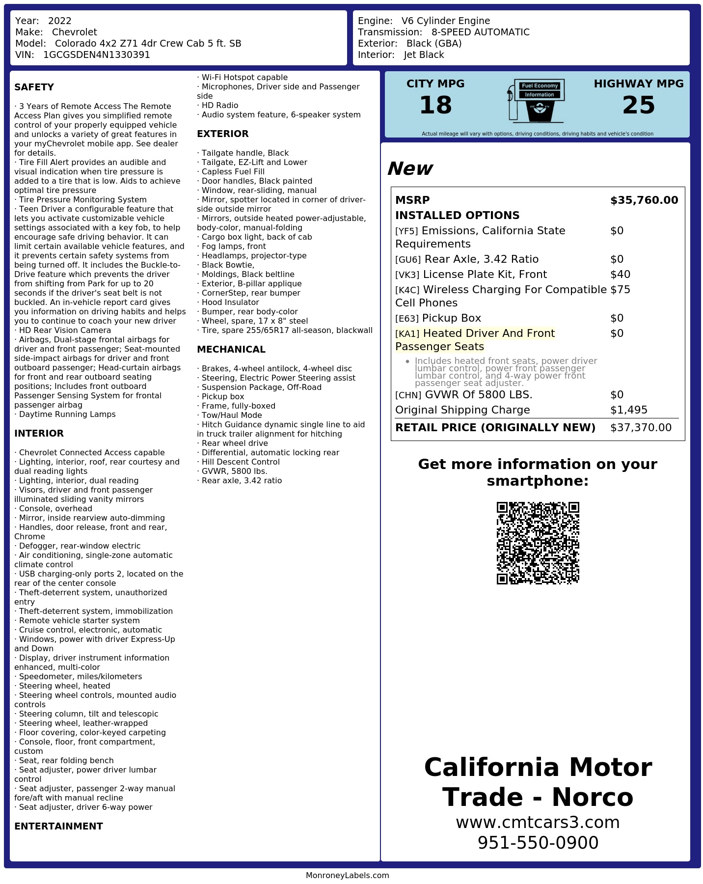 Monroney Label