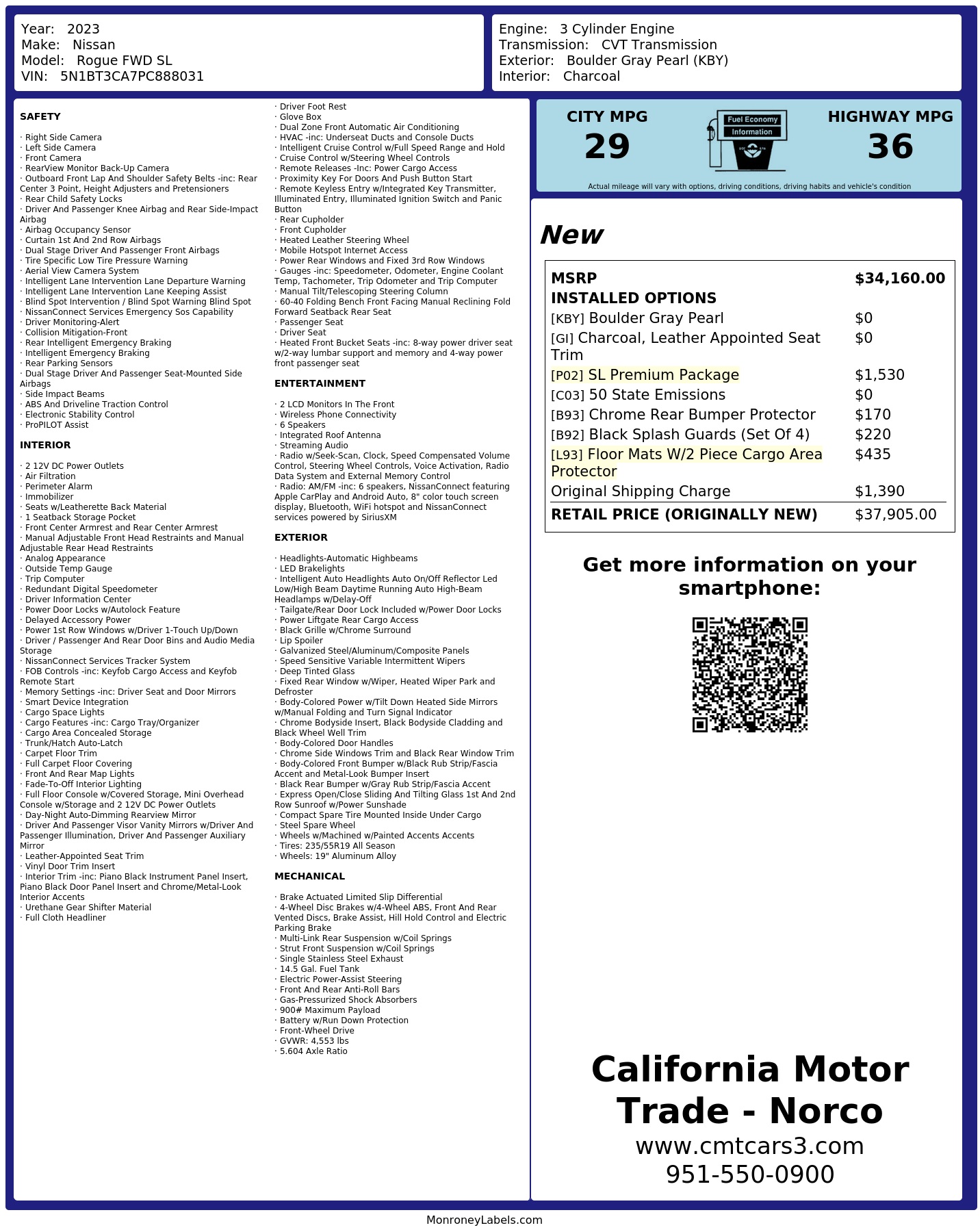Monroney Label