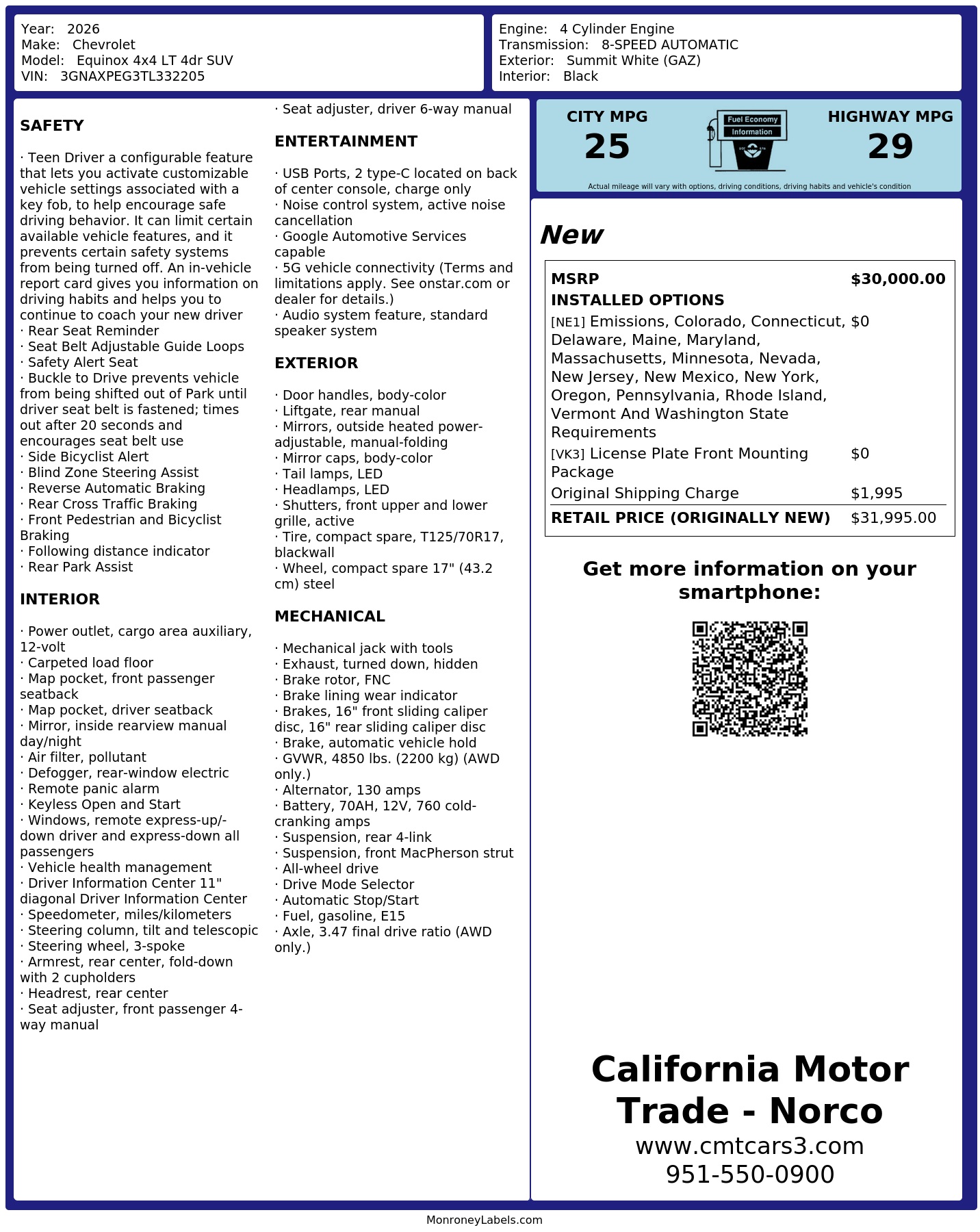 Monroney Label