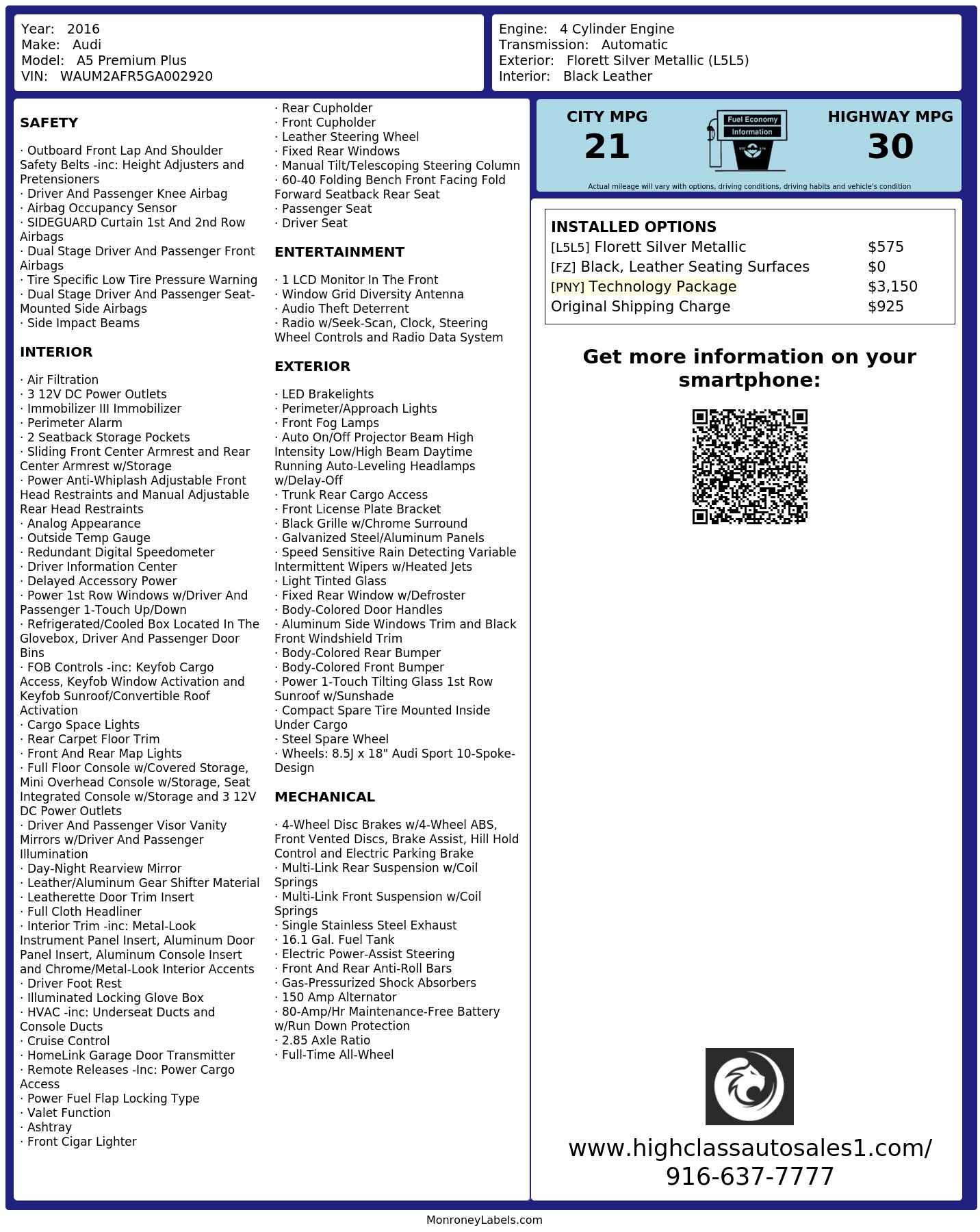 Monroney Label