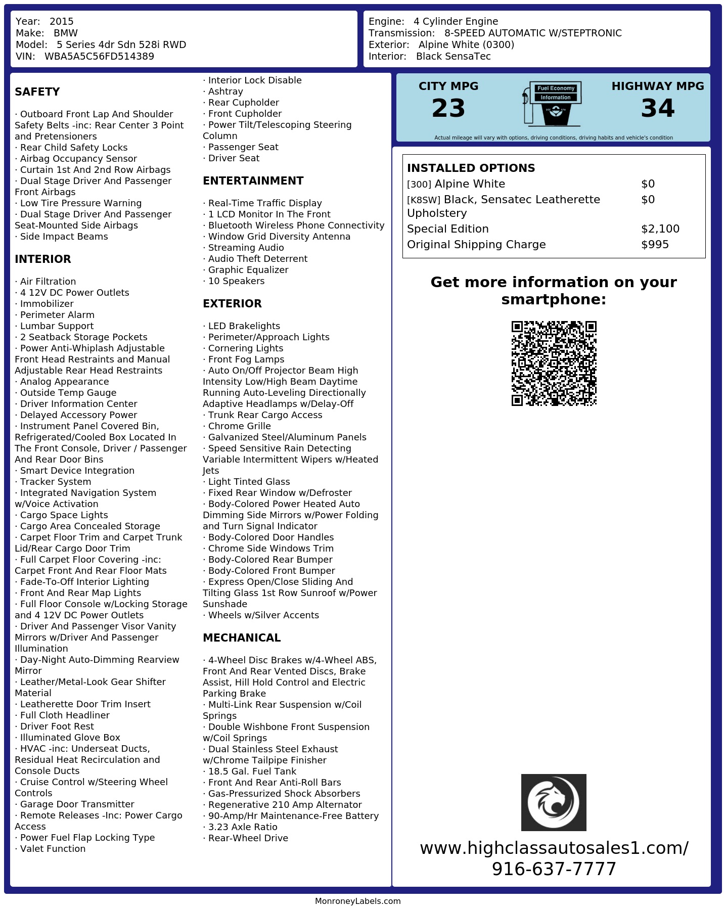 Monroney Label