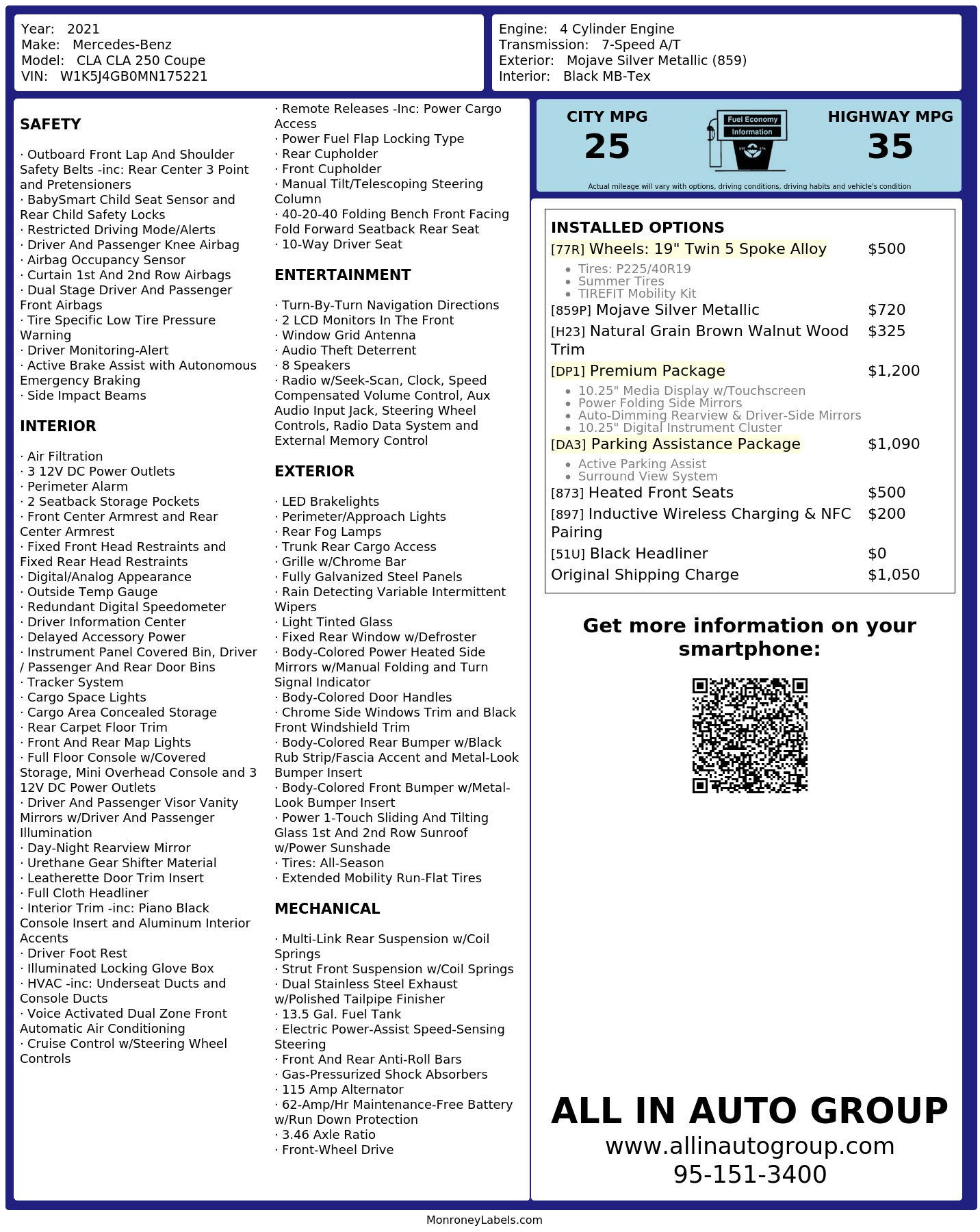 Monroney Label