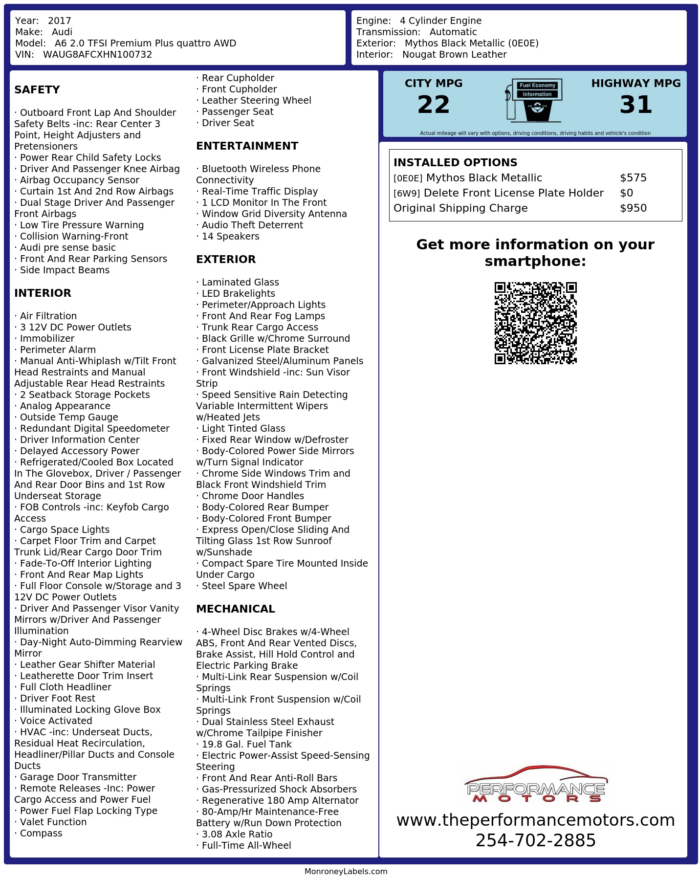 Monroney Label