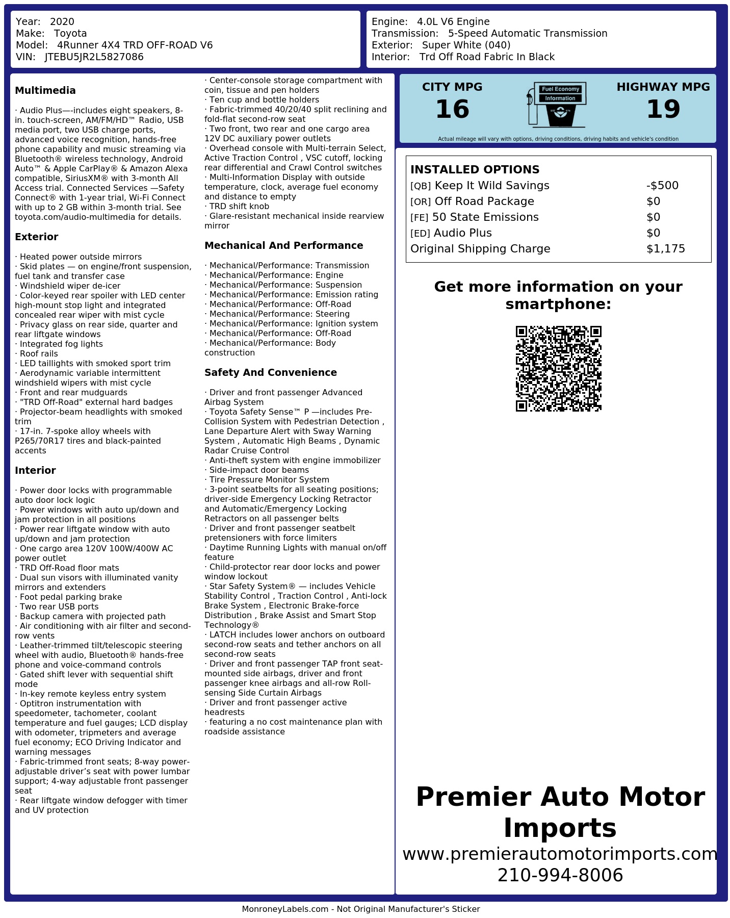 Monroney Label