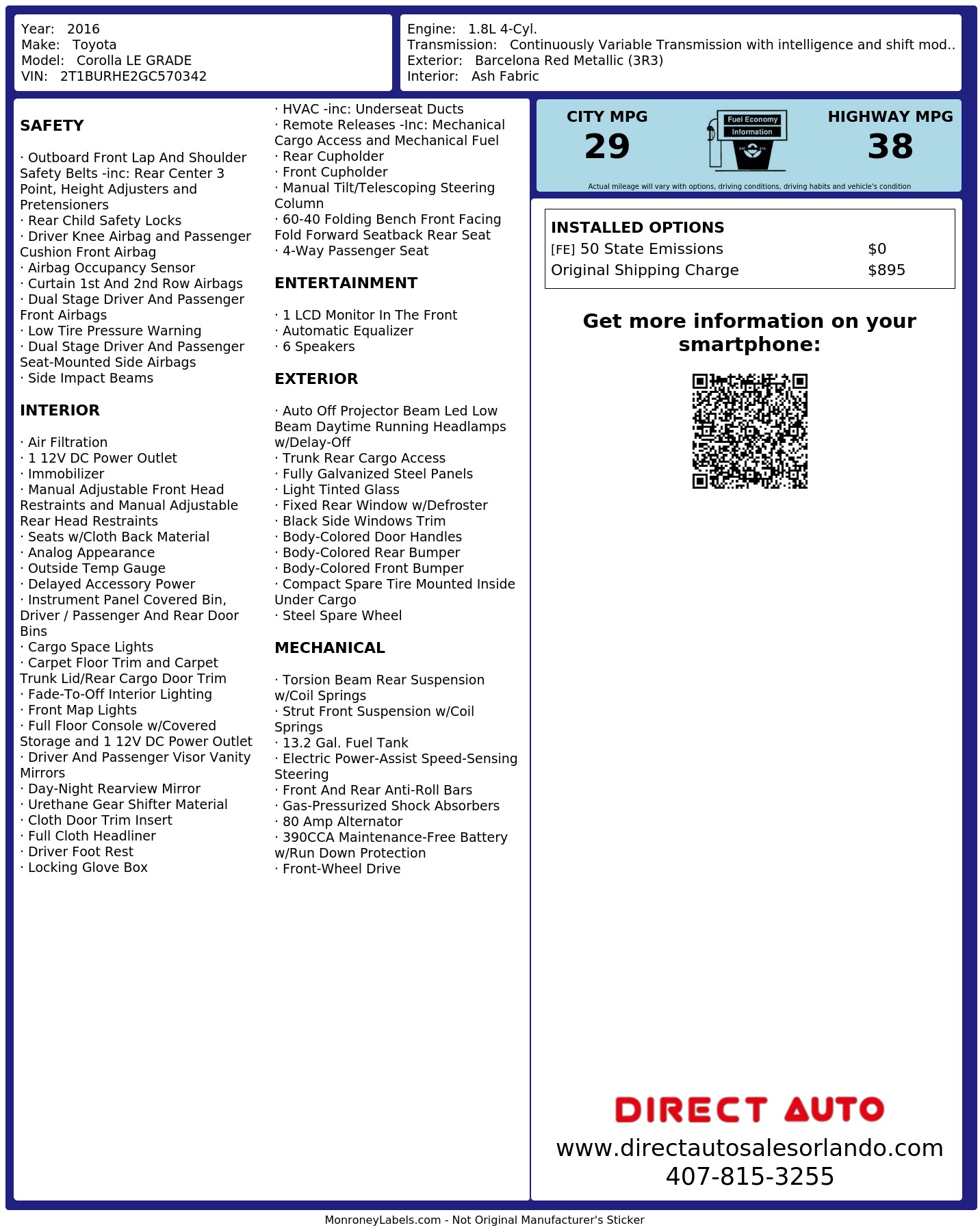 Monroney Label