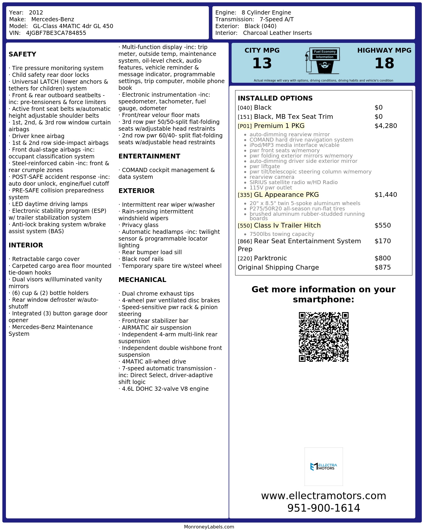 Monroney Label