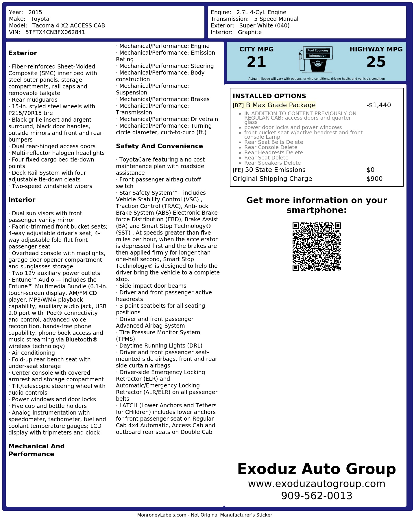 Monroney Label