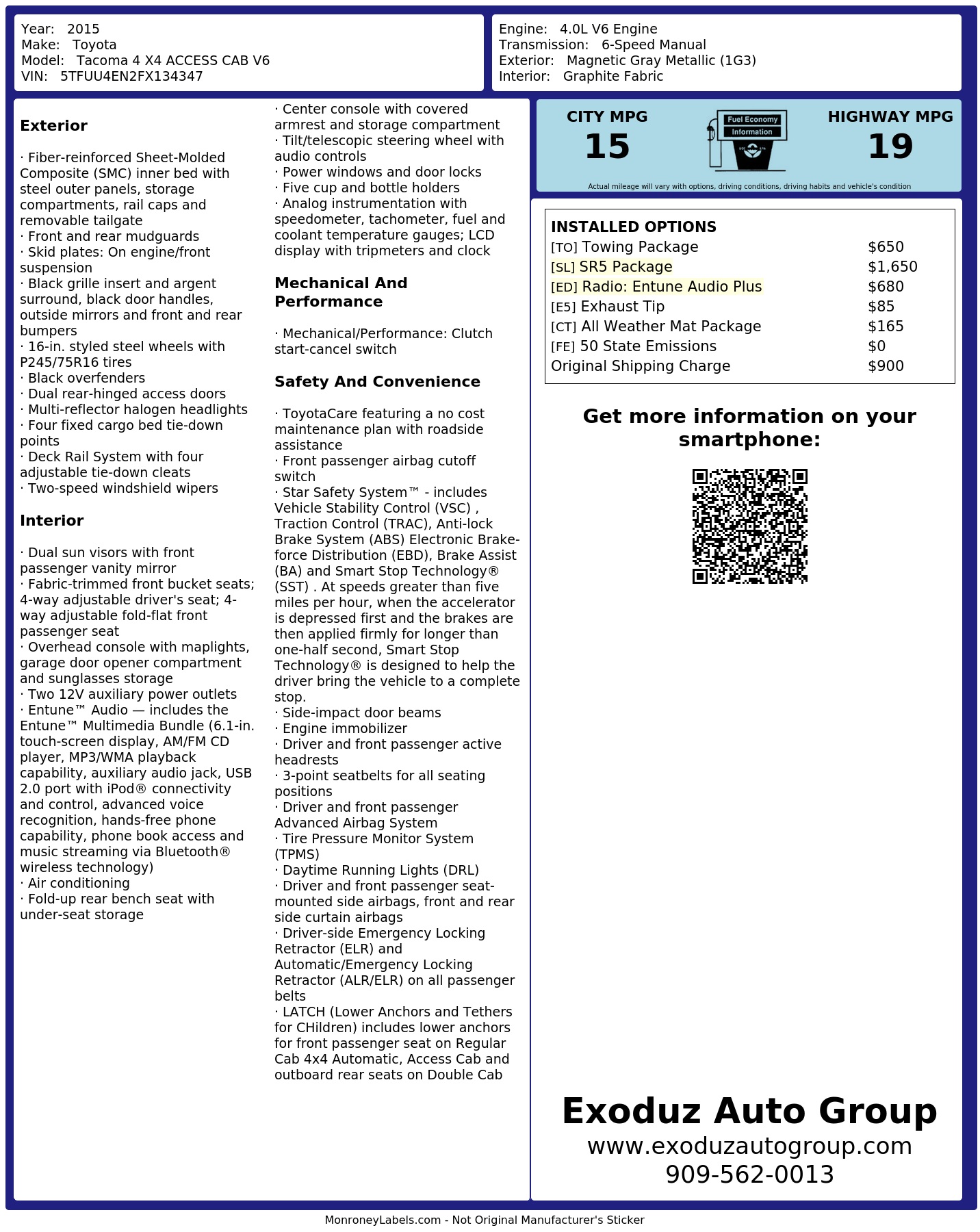 Monroney Label