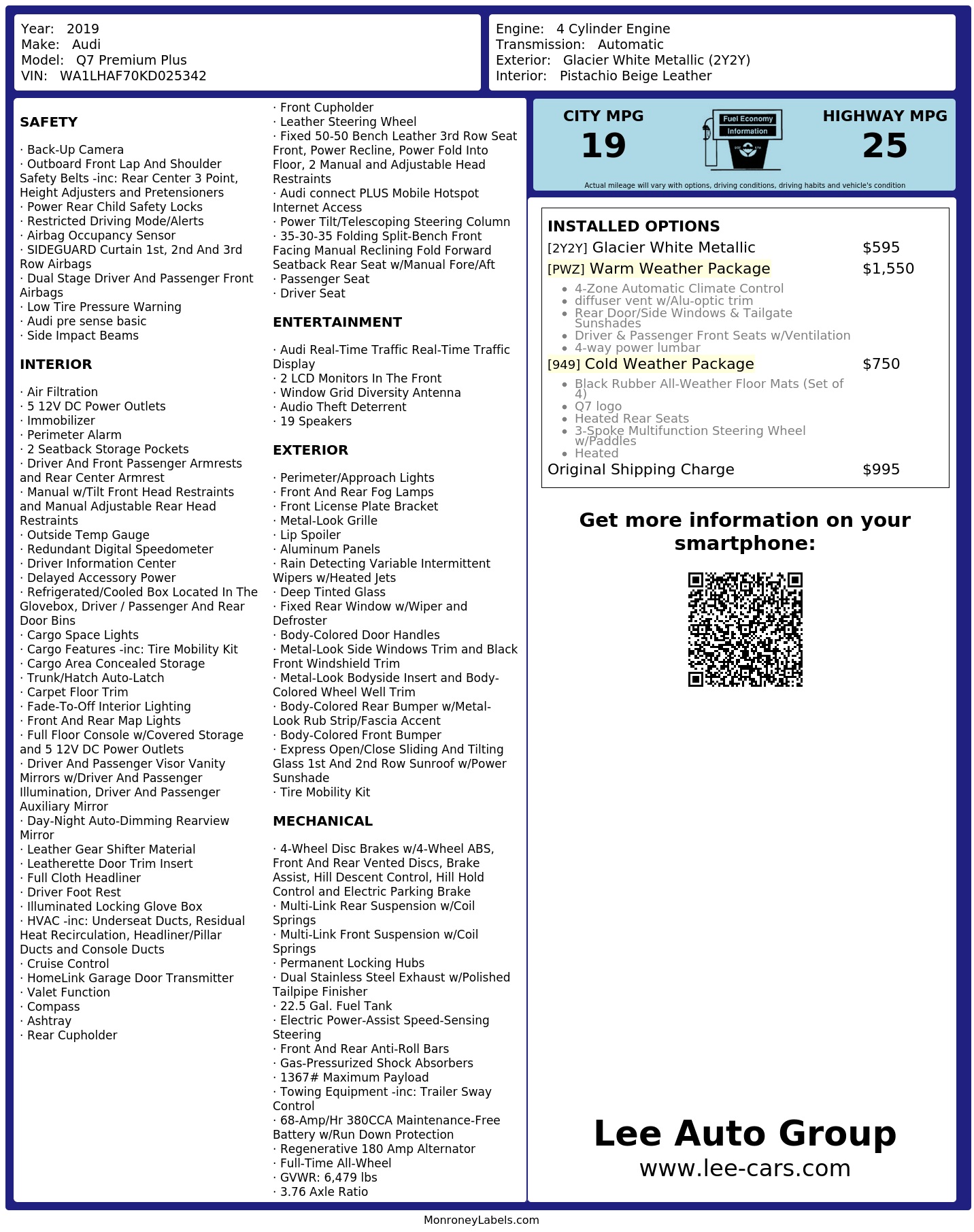 Monroney Label