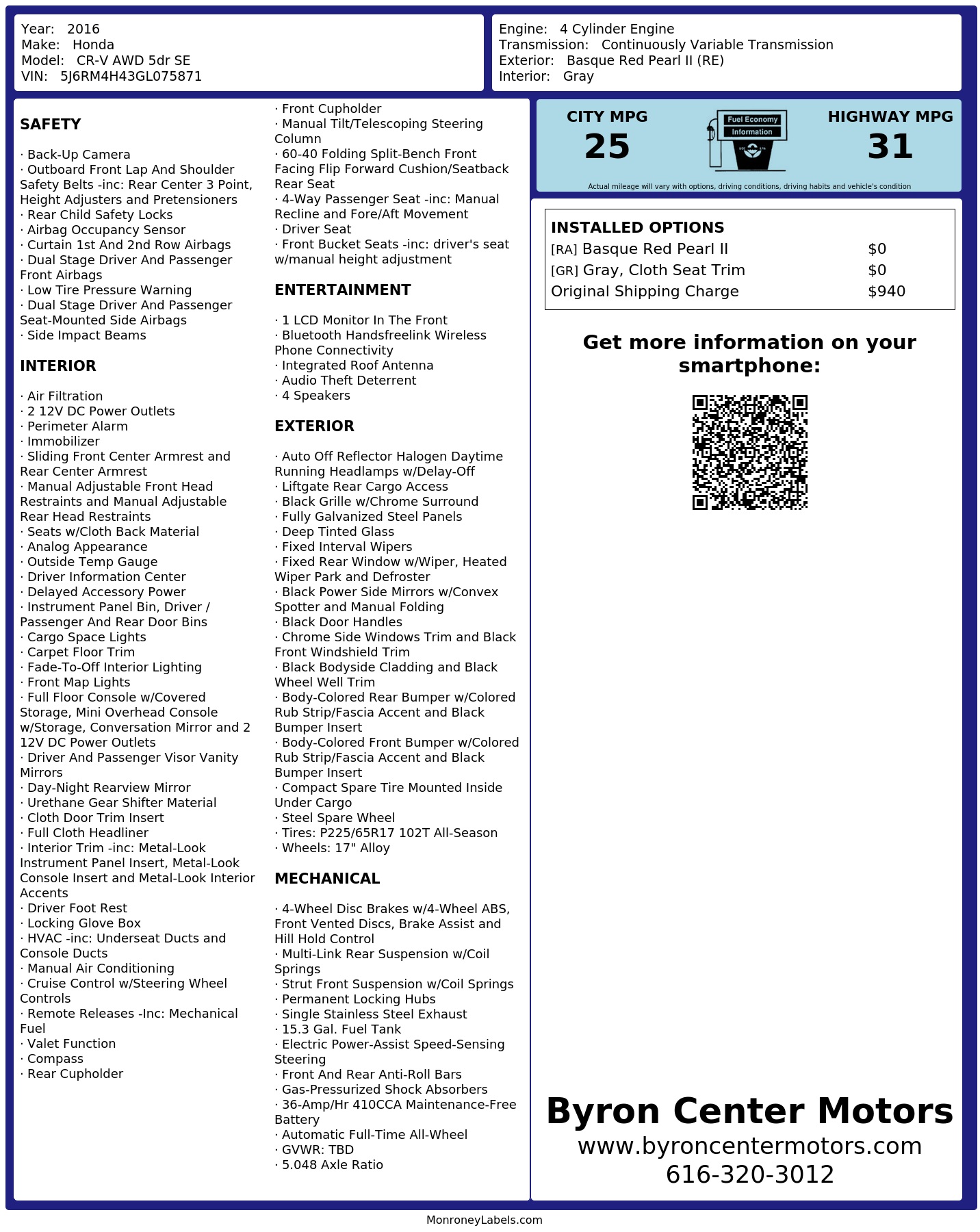 Monroney Label