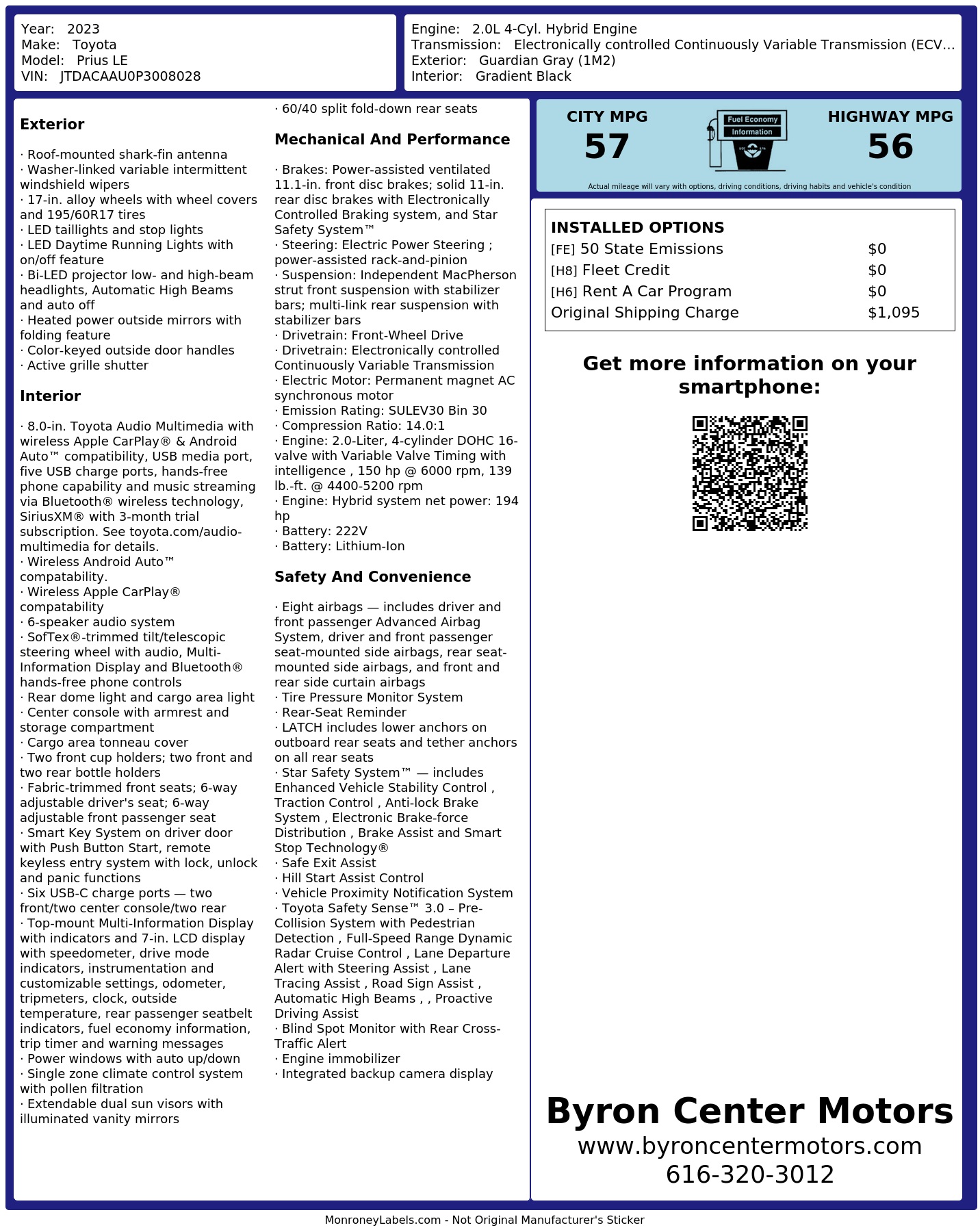 Monroney Label
