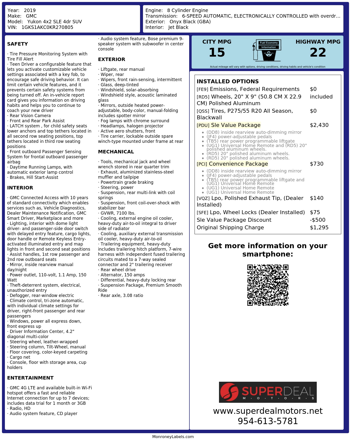 Monroney Label