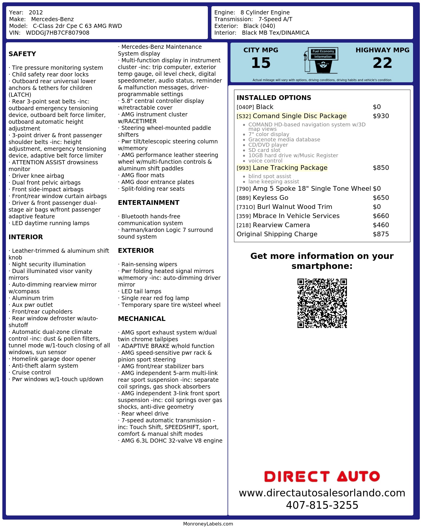 Monroney Label