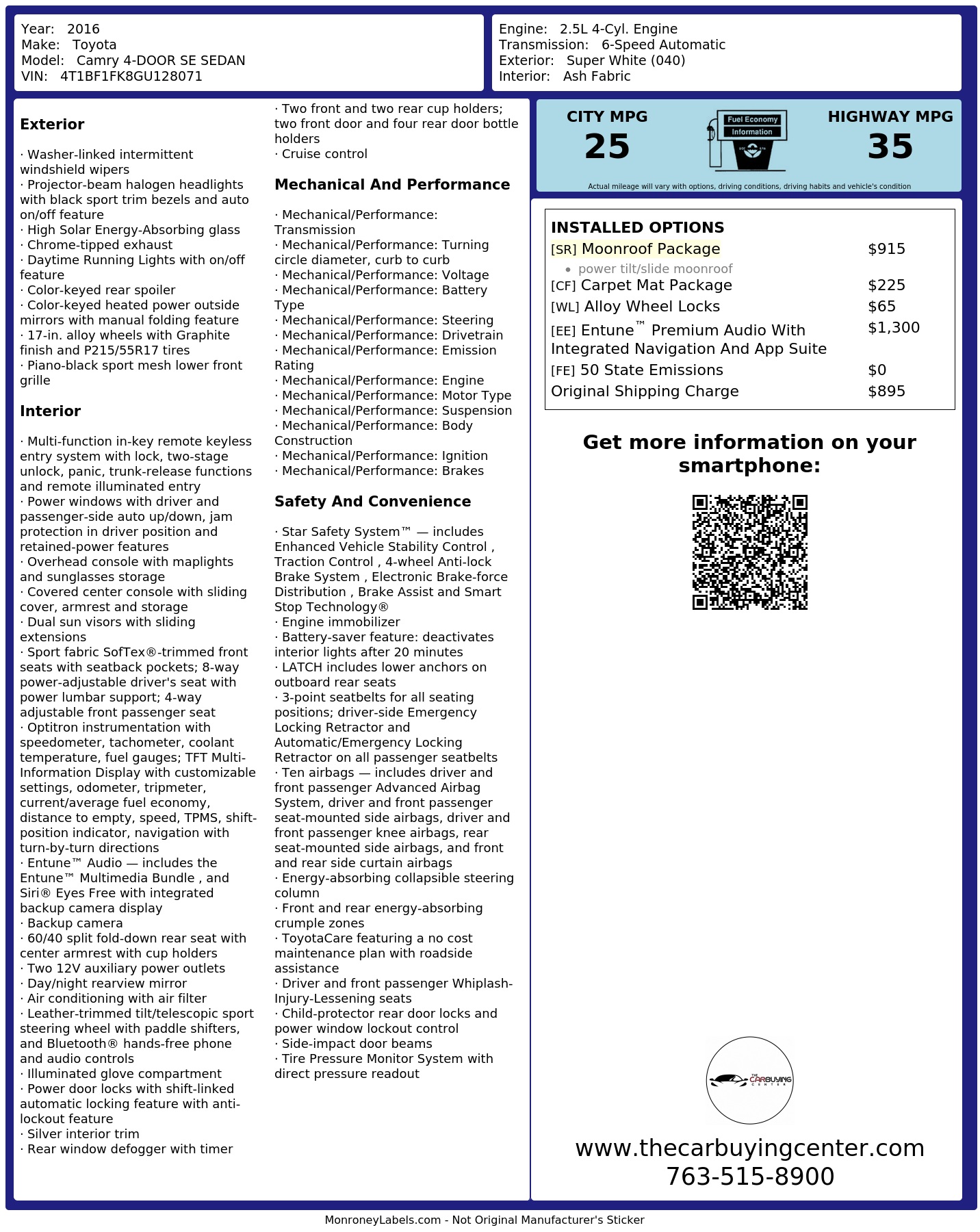 Monroney Label