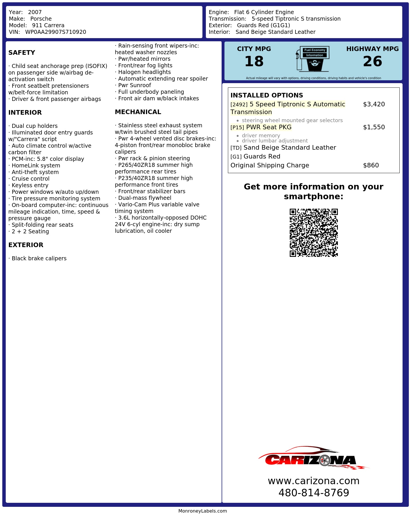 Monroney Label