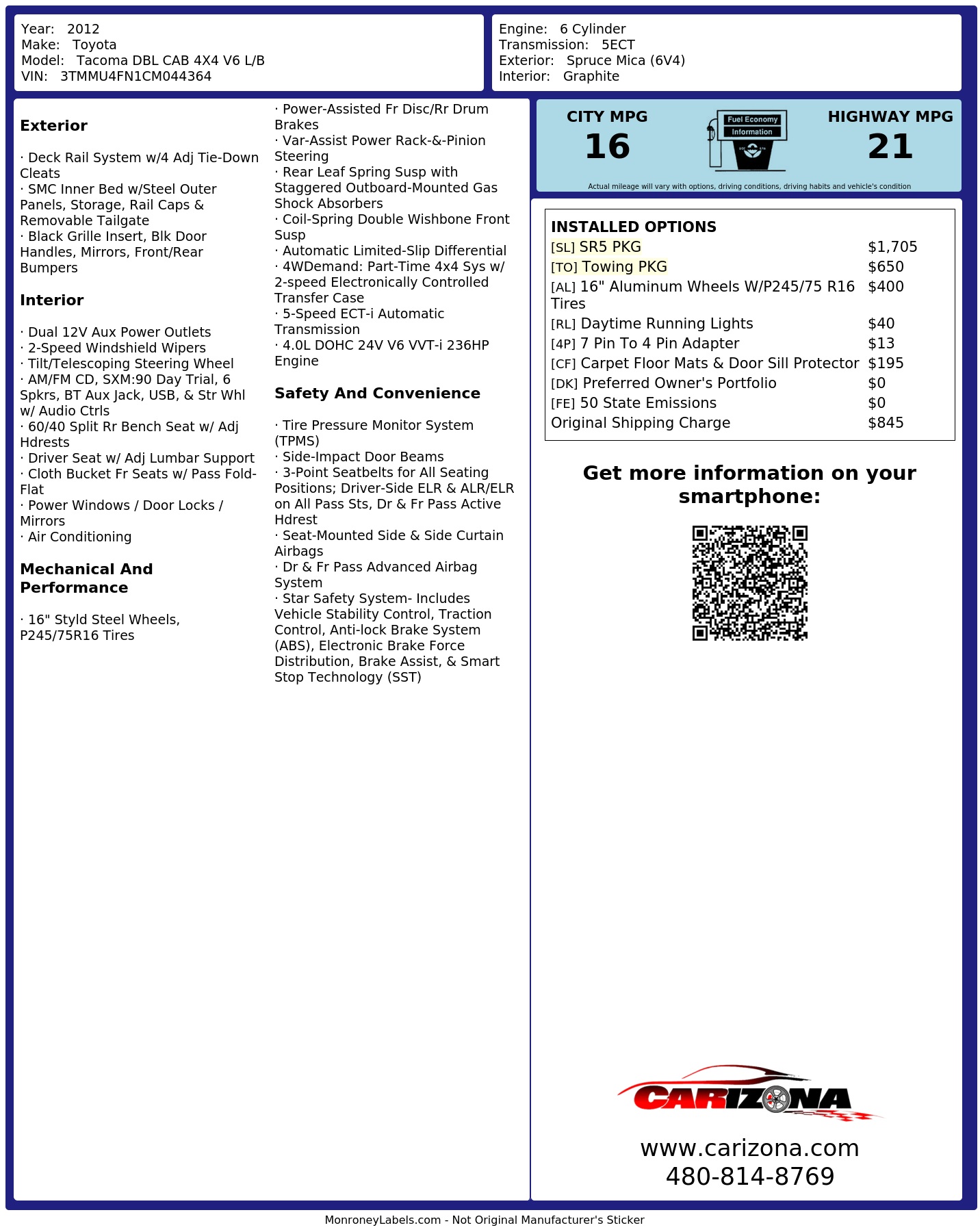 Monroney Label