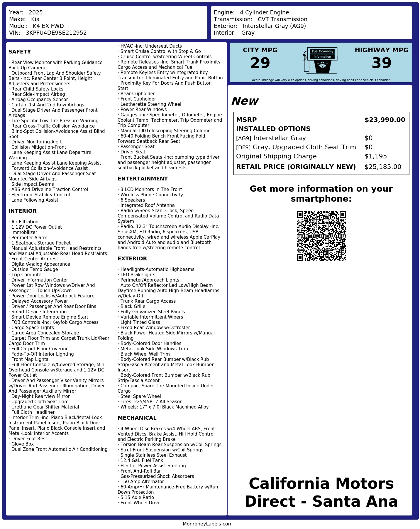 Monroney Label