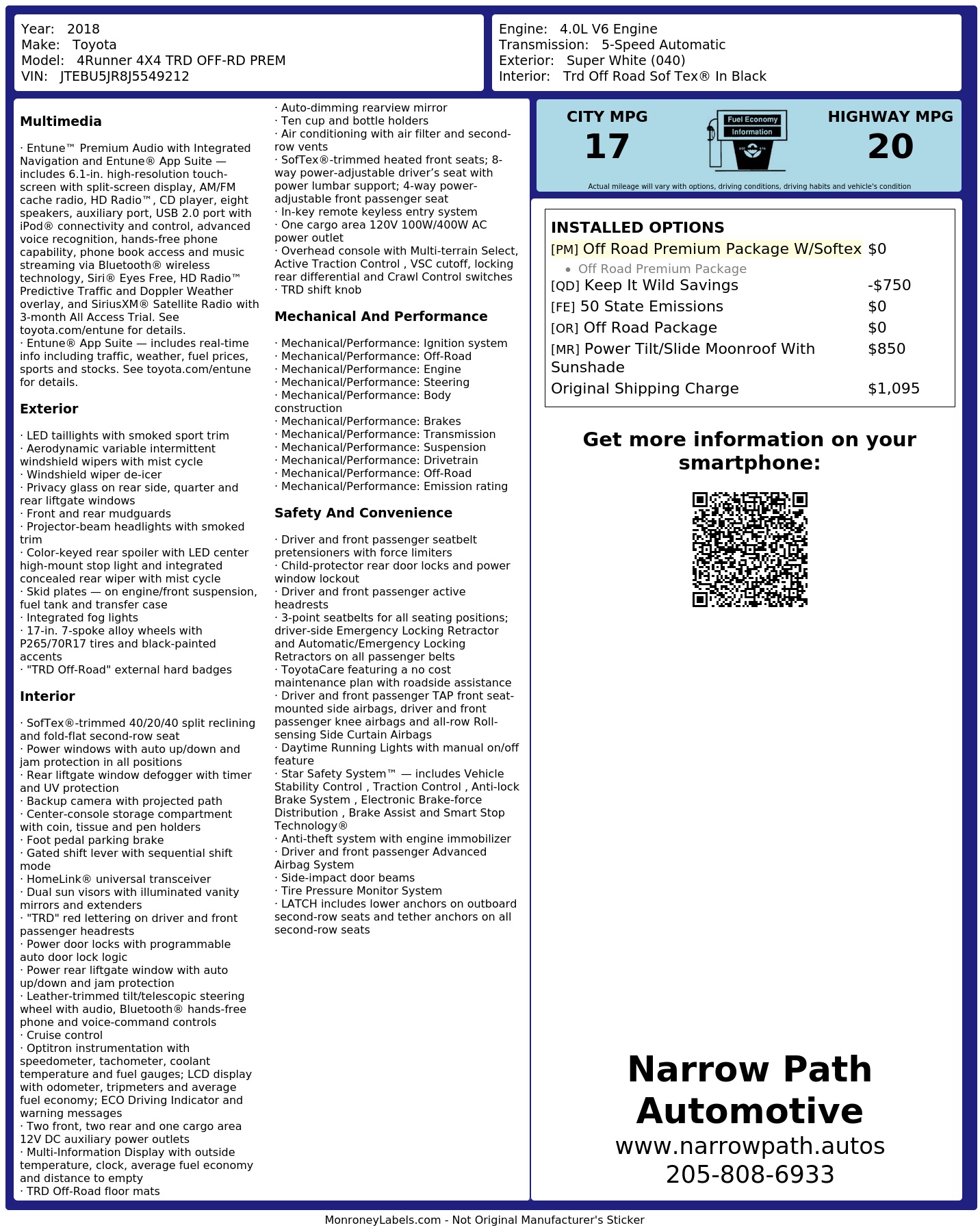 Monroney Label
