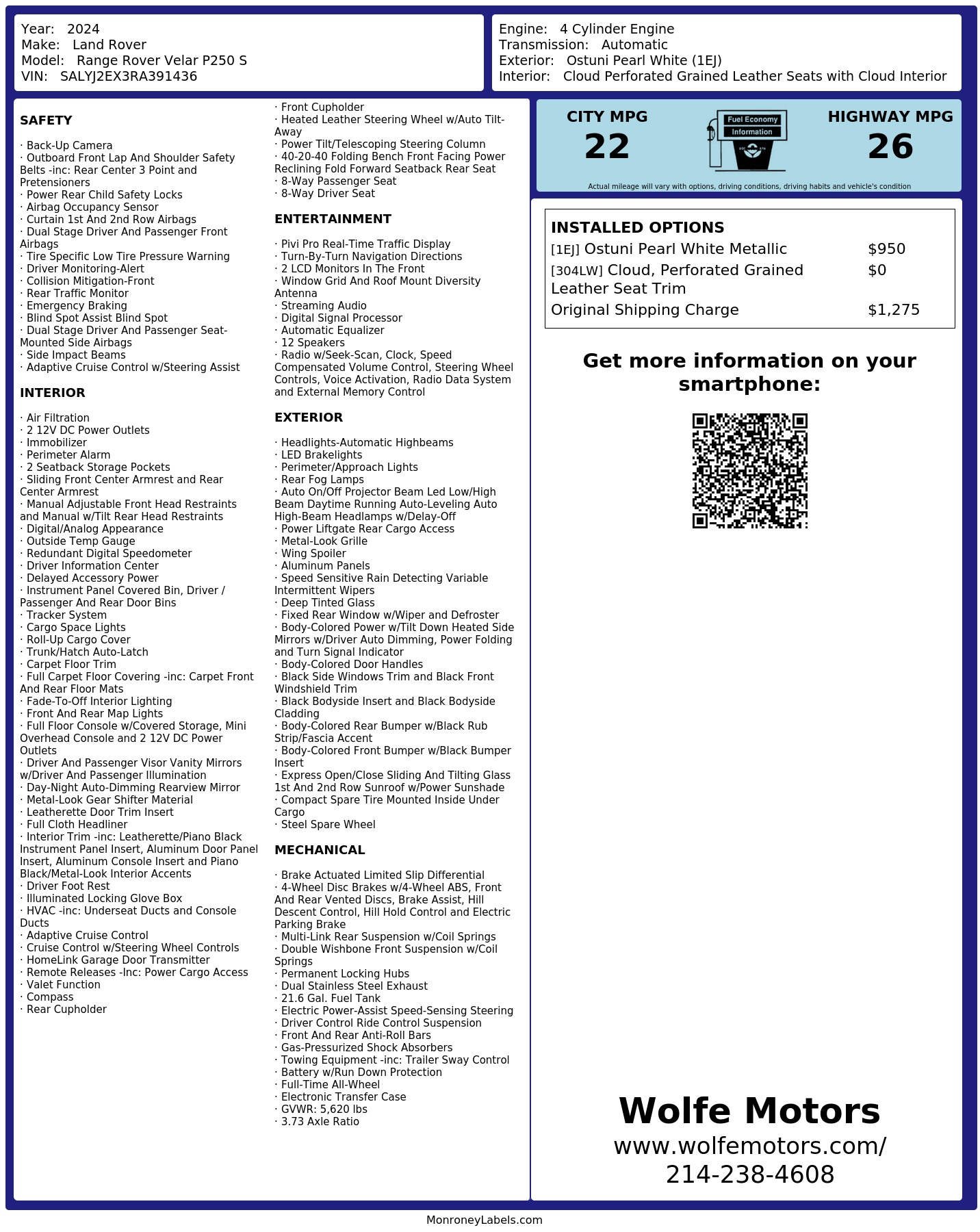 Monroney Label