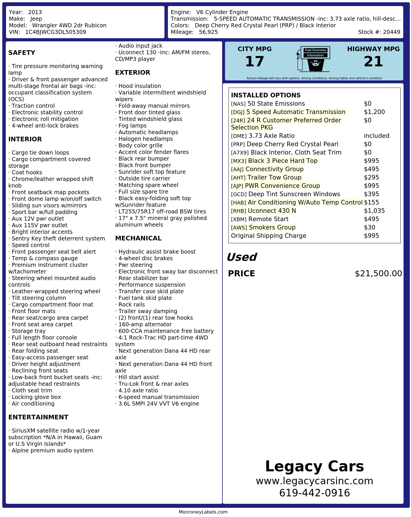 Monroney Label