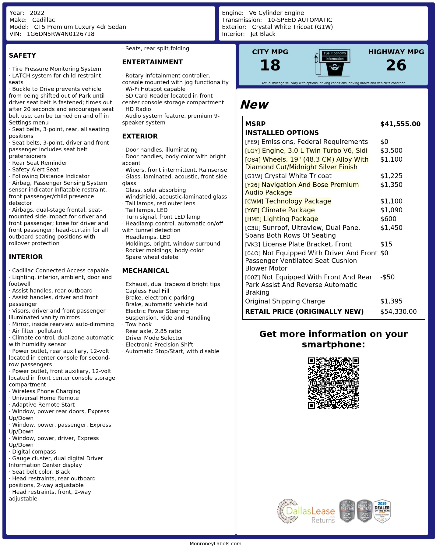 Monroney Label