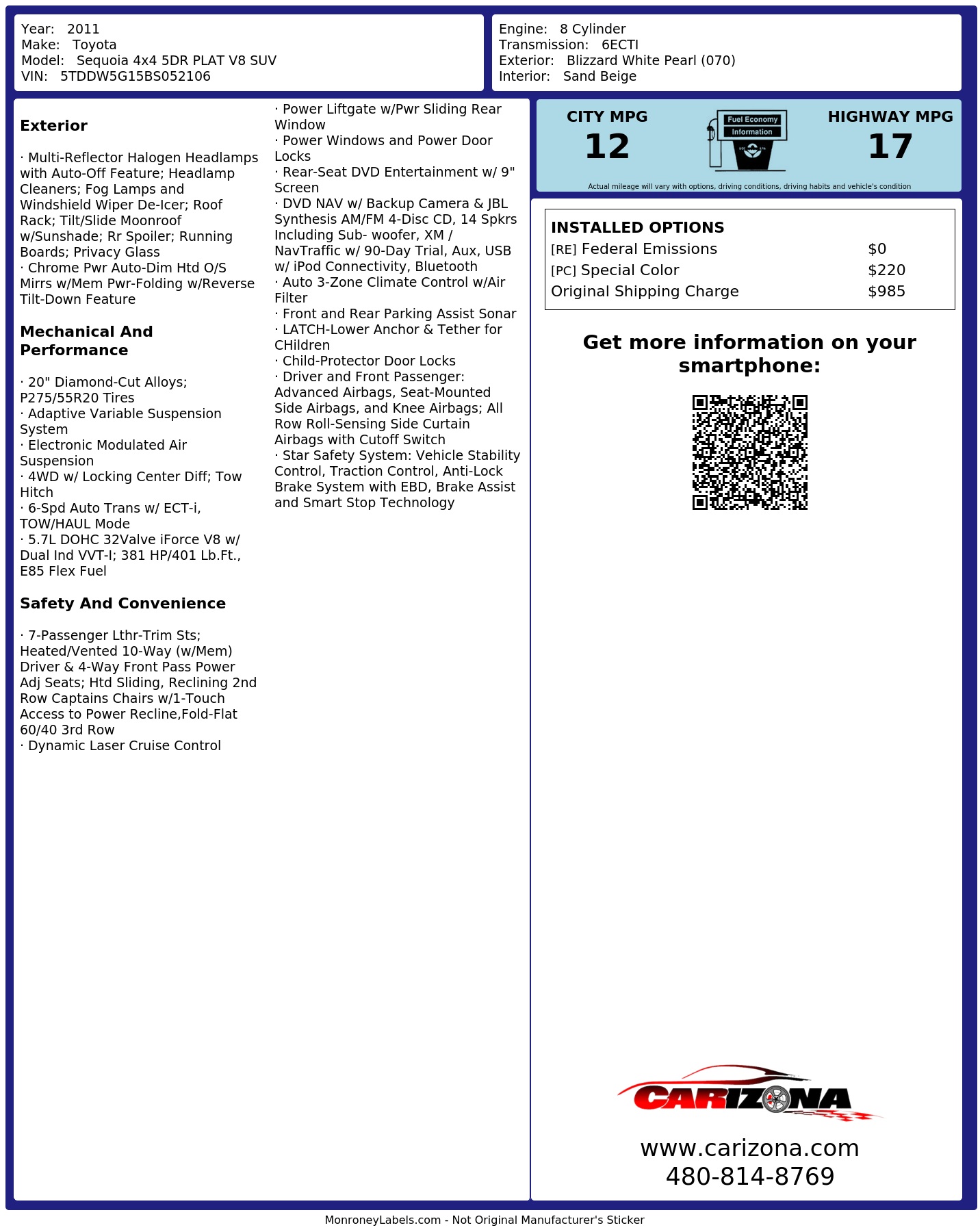Monroney Label