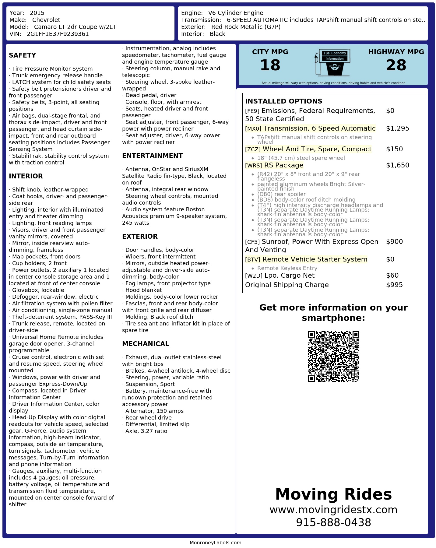 Monroney Label